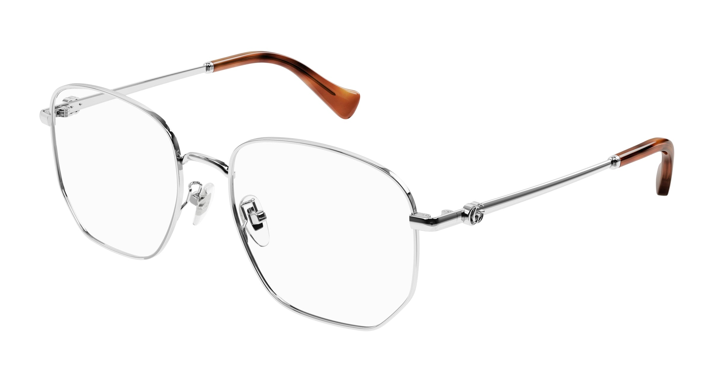 Gucci Donna Gg1420Ok 002 Montature Da Vista Metallo Argento Trasparente Geometrica