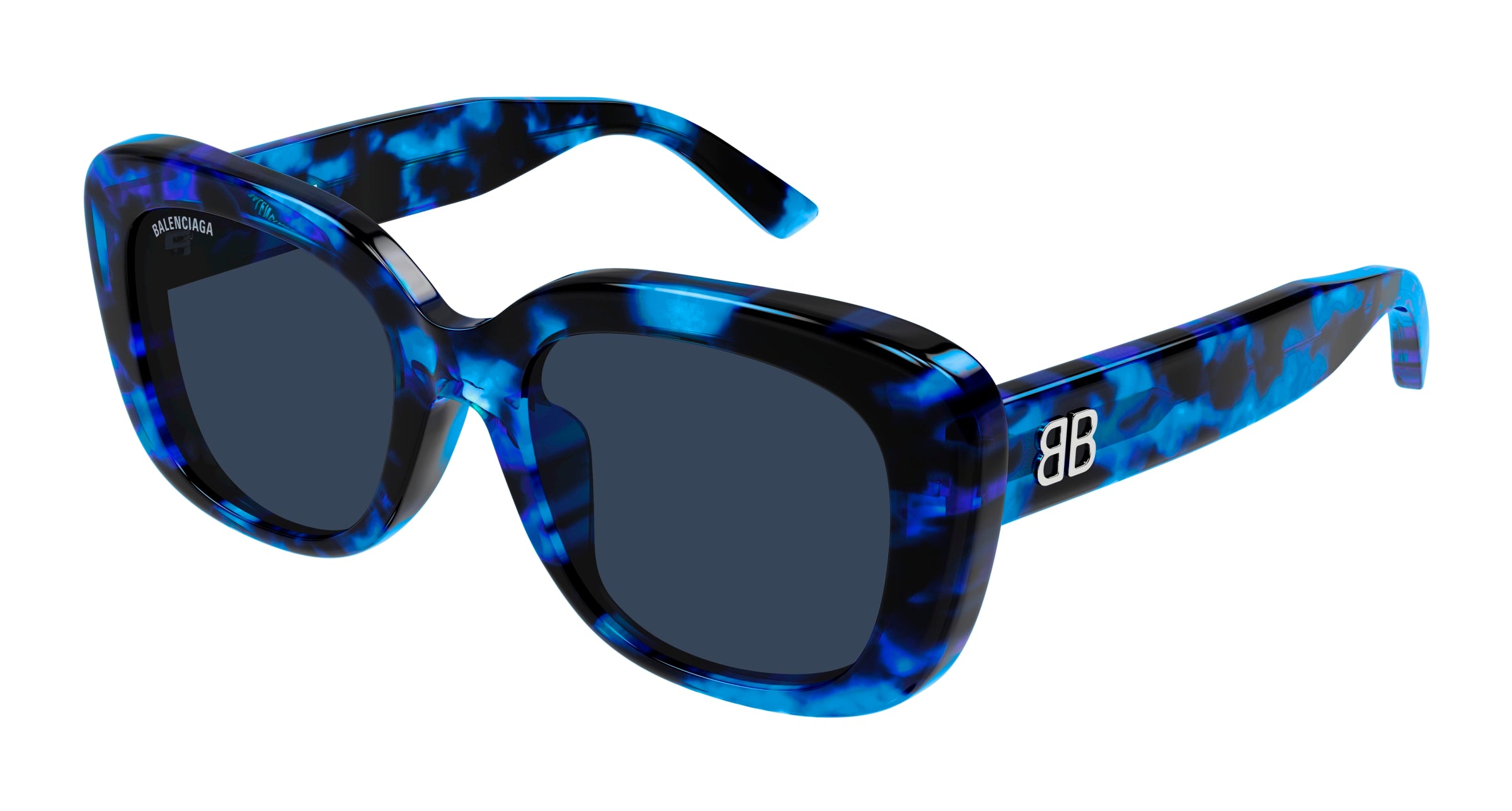 Balenciaga Donna Bb0295Sk 004 Occhiali Da Sole Acetato Blu Blu Squadrata