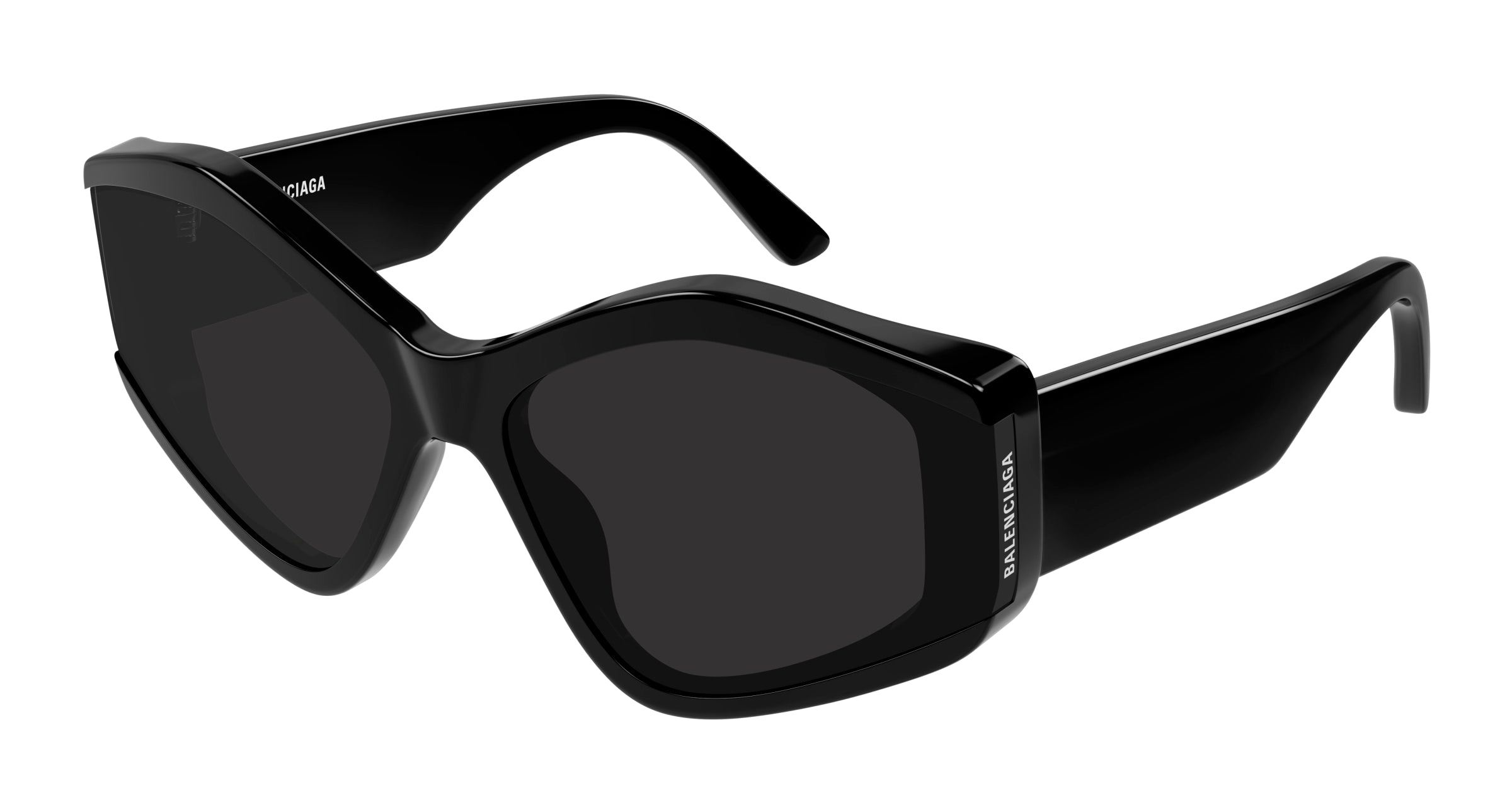 Balenciaga Donna Bb0302S 001 Occhiali Da Sole Acetato Nero Grigio Geometrica