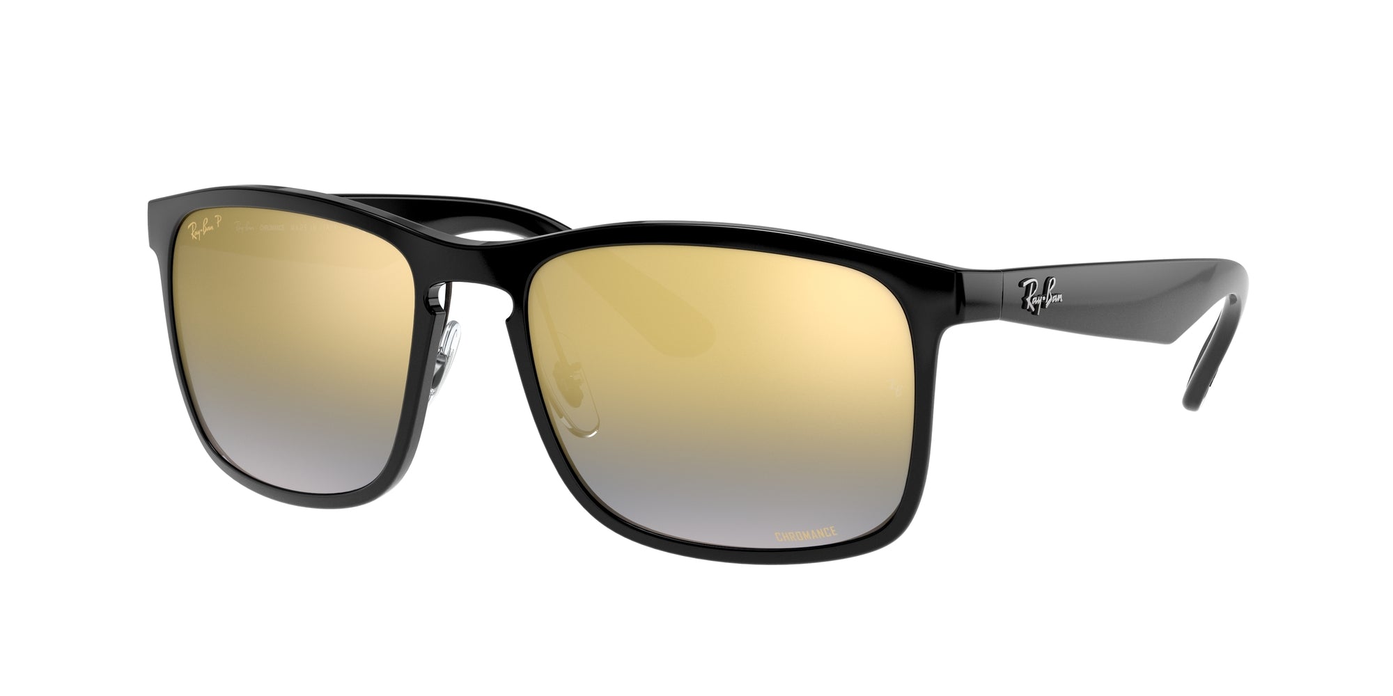 Ray - Ban Uomo Rb4264  601/J0 Occhiali Da Sole Iniettato Nero Blu Squadrata Polarizzata Sfumato