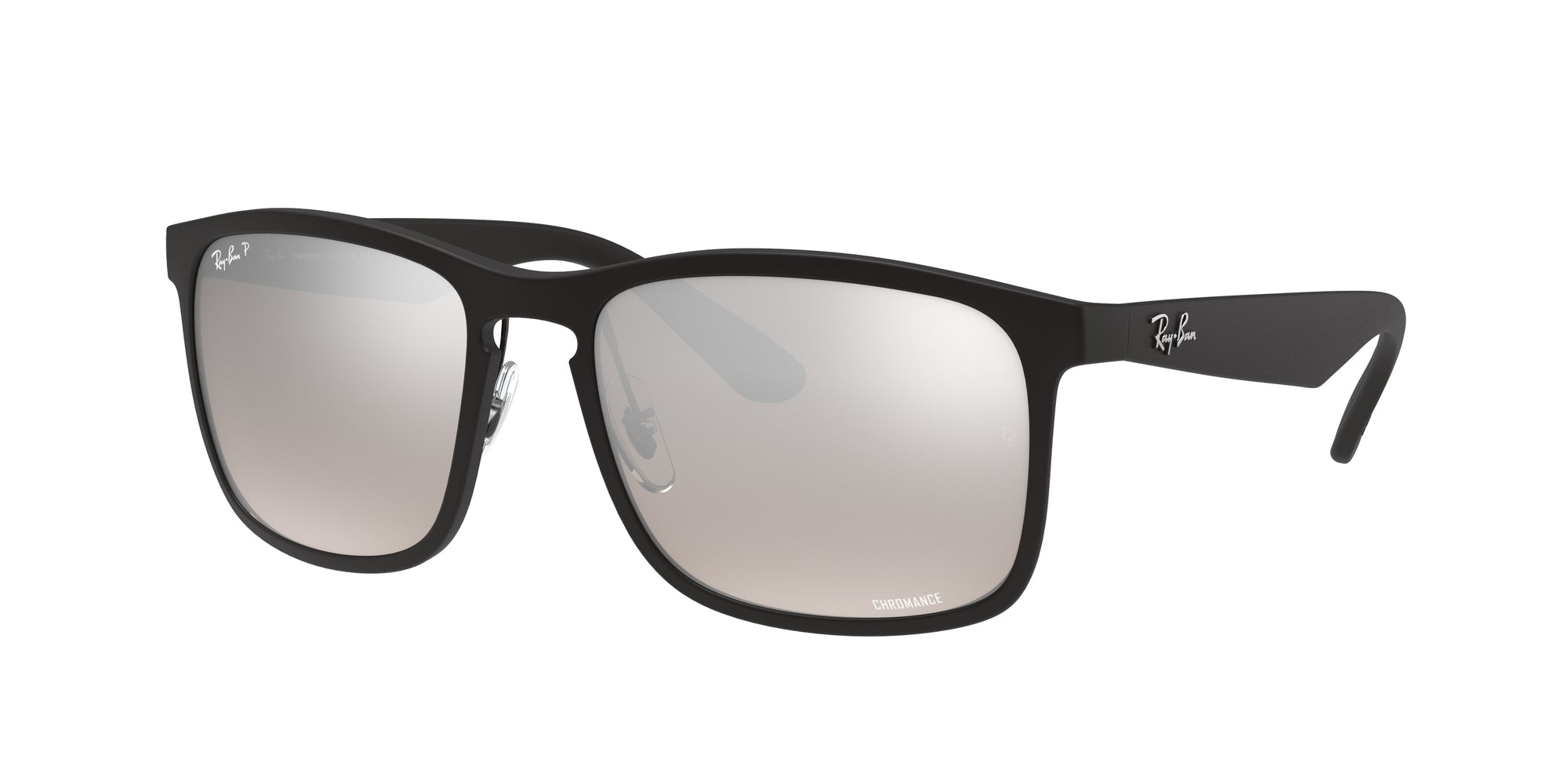 Ray - Ban Uomo Rb4264  601S5J Occhiali Da Sole Iniettato Nero Argento Squadrata Polarizzata Specchiato