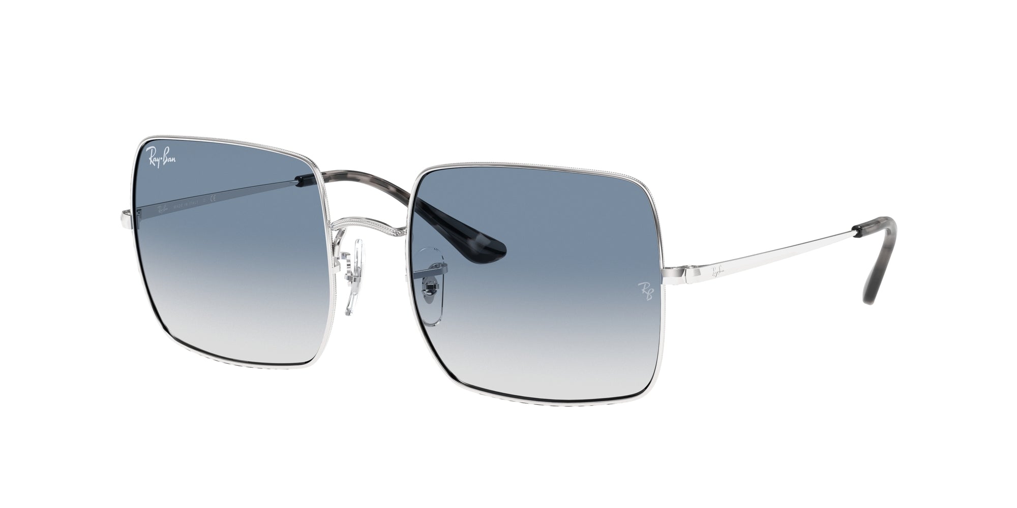Ray - Ban Donna Rb1971 Square 91493F Occhiali Da Sole Metallo Argento Blu Squadrata Normale Sfumato