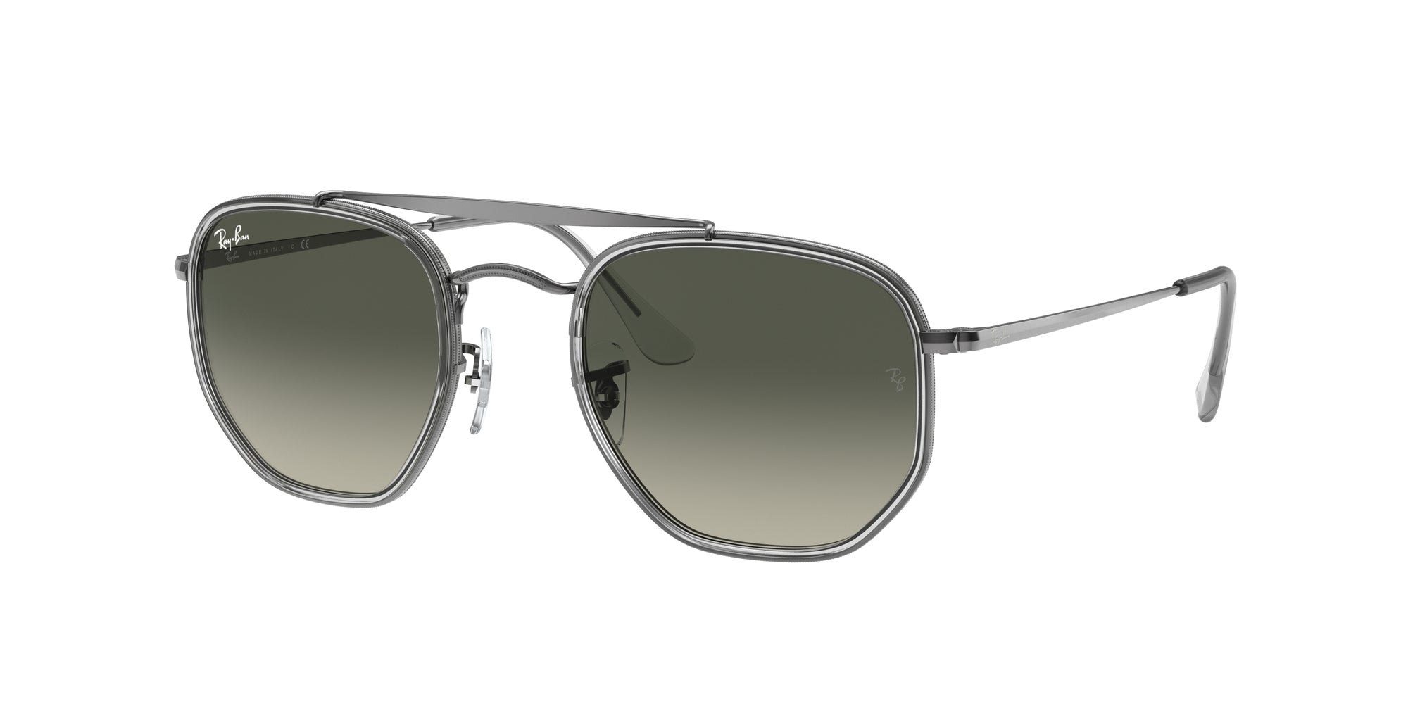 Ray - Ban Unisex Rb3648M The Marshal Ii 004/71 Occhiali Da Sole Metallo Grigio Grigio Geometrica Normale Sfumato