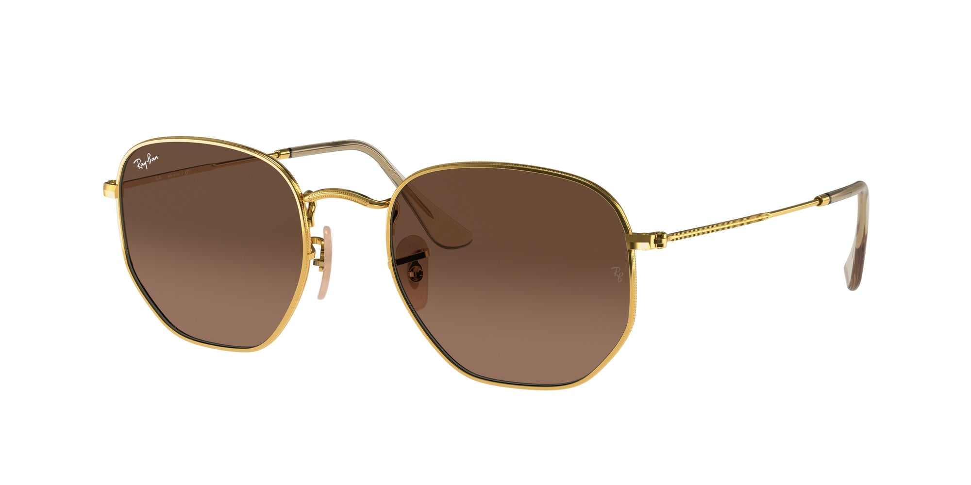 Ray - Ban Unisex Rb3548N Hexagonal 912443 Occhiali Da Sole Metallo Oro Marrone Geometrica Normale