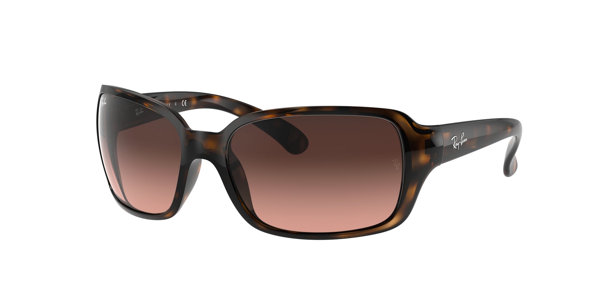 Ray - Ban Donna Rb4068 Rb4068 642/A5 Occhiali Da Sole Nylon Tartaruga Rosa Squadrata Normale Sfumato