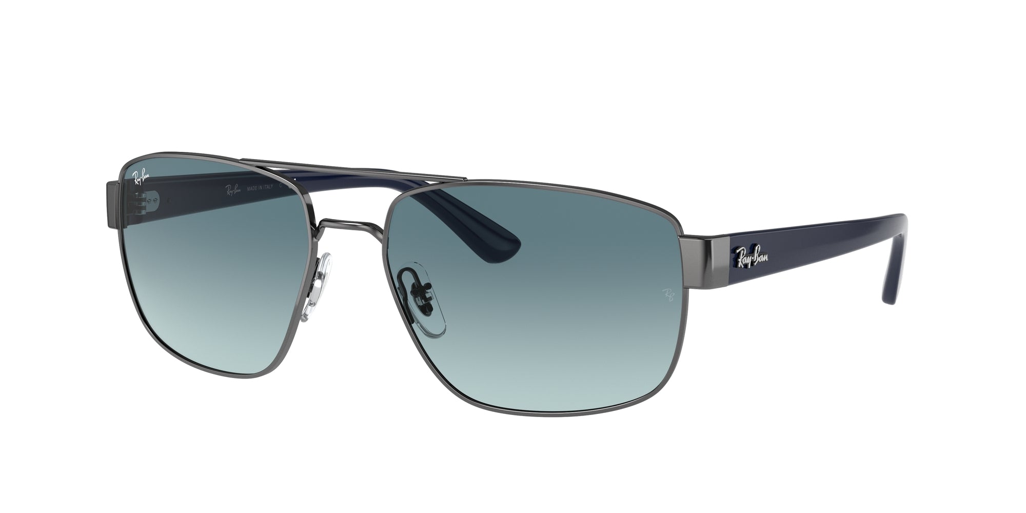 Ray - Ban Uomo Rb3663  004/3M Occhiali Da Sole Metallo Grigio Blu Geometrica Normale Sfumato