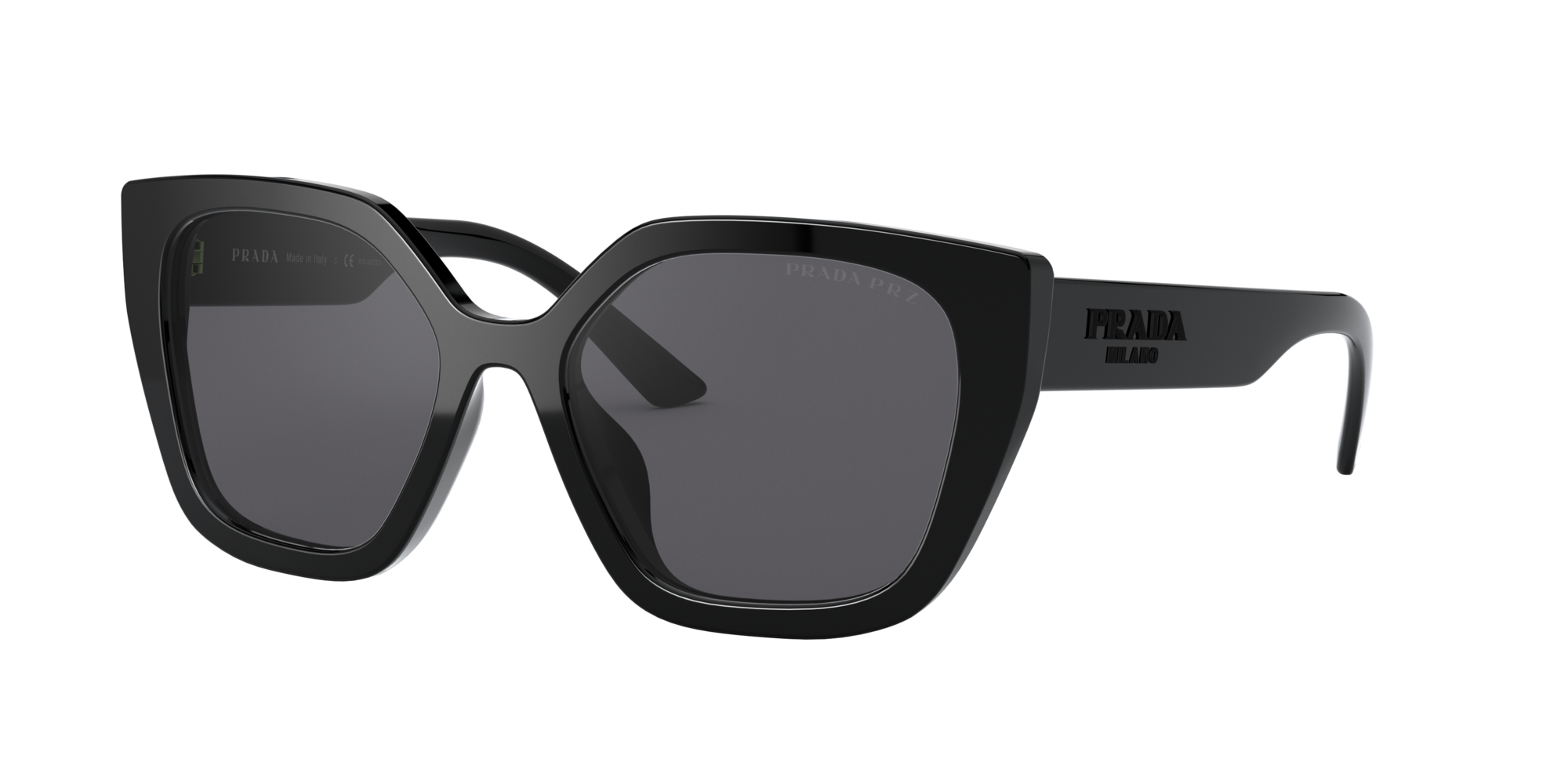 Prada Donna Pr 24Xs  1Ab5Z1 Occhiali Da Sole Acetato Nero Grigio Squadrata Polarizzata