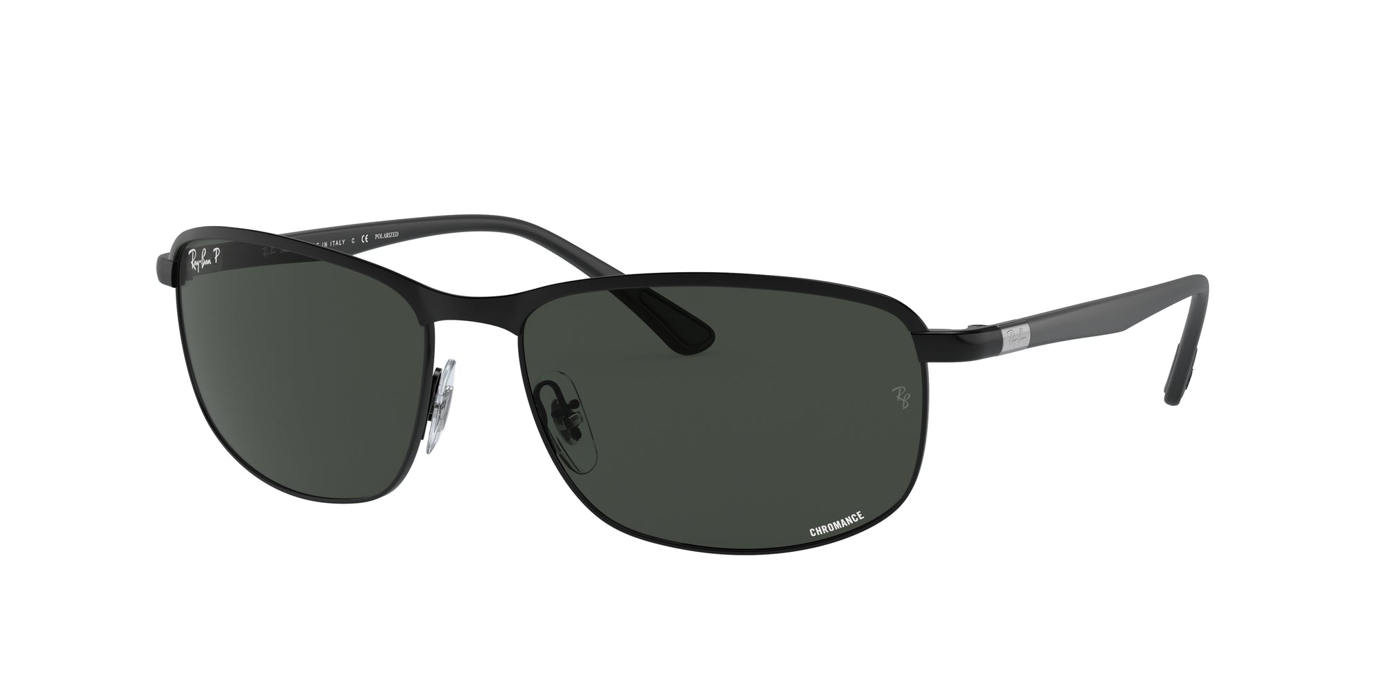 Ray - Ban Unisex Rb3671Ch Chromance 186/K8 Occhiali Da Sole Metallo Nero Grigio Pillow Polarizzata