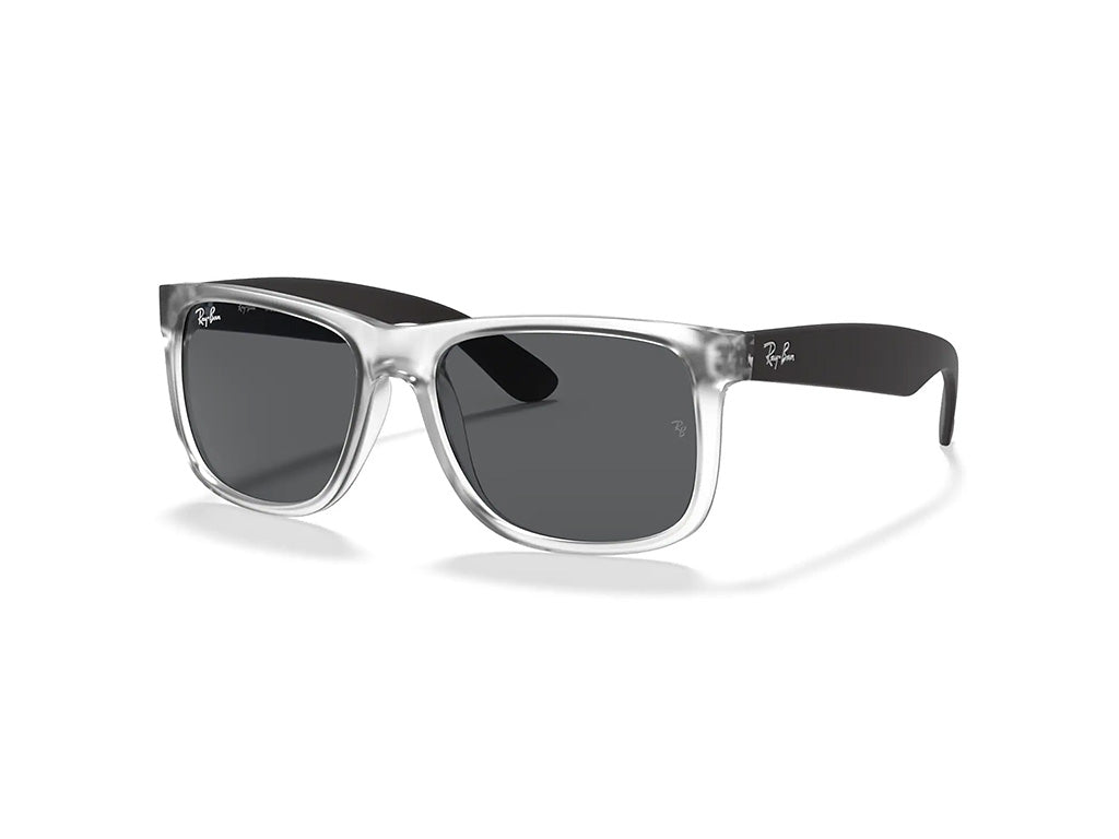 Ray - Ban Uomo Rb4165 Justin 651287 Occhiali Da Sole Iniettato Trasparente Grigio Squadrata Normale