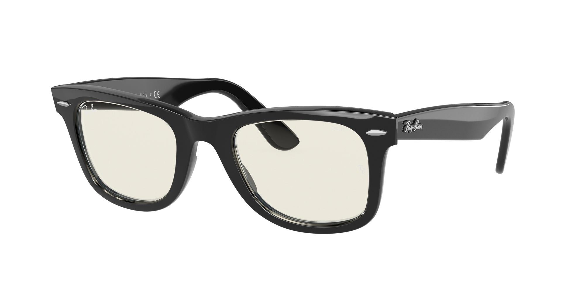 Ray - Ban Unisex Rb2140 Wayfarer 901/5F Occhiali Da Sole Acetato Nero Grigio Squadrata Fotocromatiche Fotocromatico
