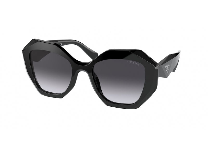 Prada Donna Pr 16Ws  1Ab5D1 Occhiali Da Sole Acetato Nero Grigio Geometrica Normale Sfumato