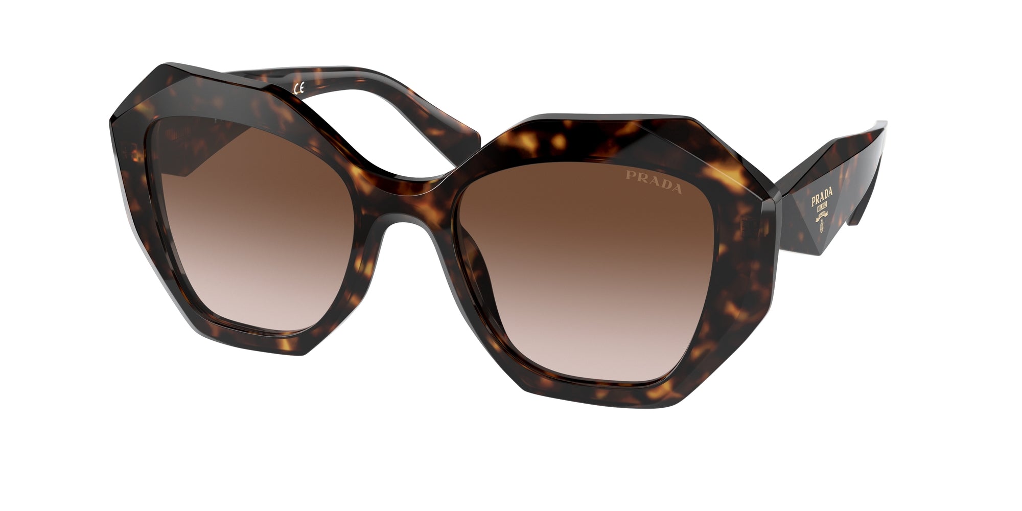 Prada Donna Pr 16Ws  2Au6S1 Occhiali Da Sole Acetato Tartaruga Marrone Geometrica Normale Sfumato