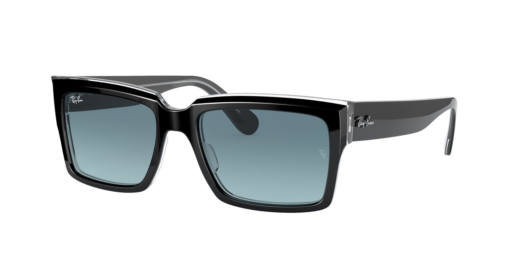 Ray - Ban Unisex Rb2191 Inverness 12943M Occhiali Da Sole Acetato Nero Blu Squadrata Normale Sfumato