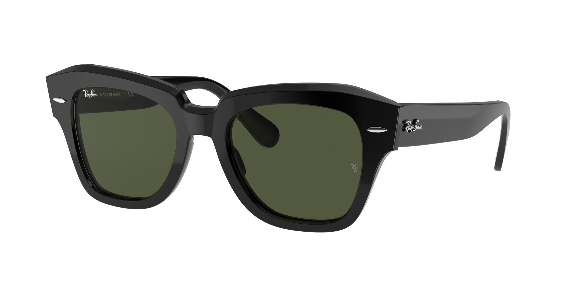 Ray - Ban Unisex Rb2186 State Street 901/31 Occhiali Da Sole Acetato Nero G15 Squadrata Normale