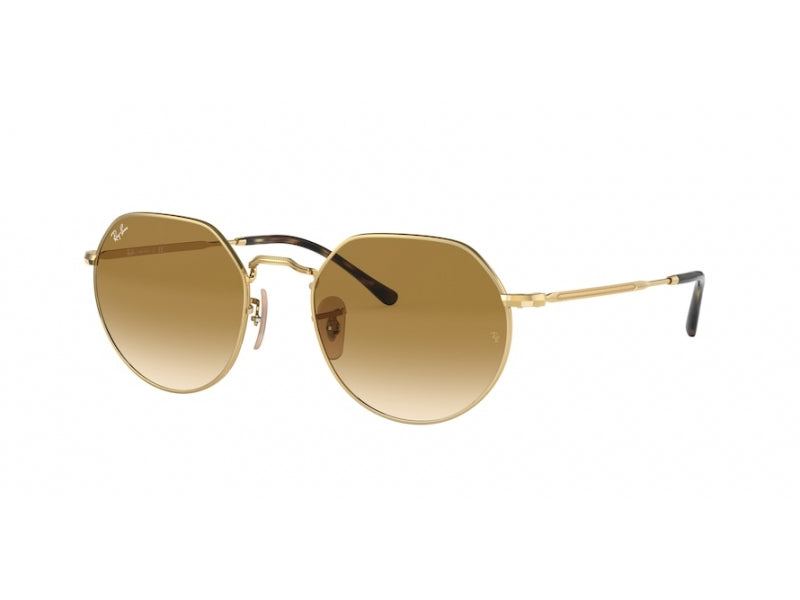 Ray - Ban Unisex Rb3565 Jack 001/51 Occhiali Da Sole Metallo Oro Marrone Geometrica Normale Sfumato