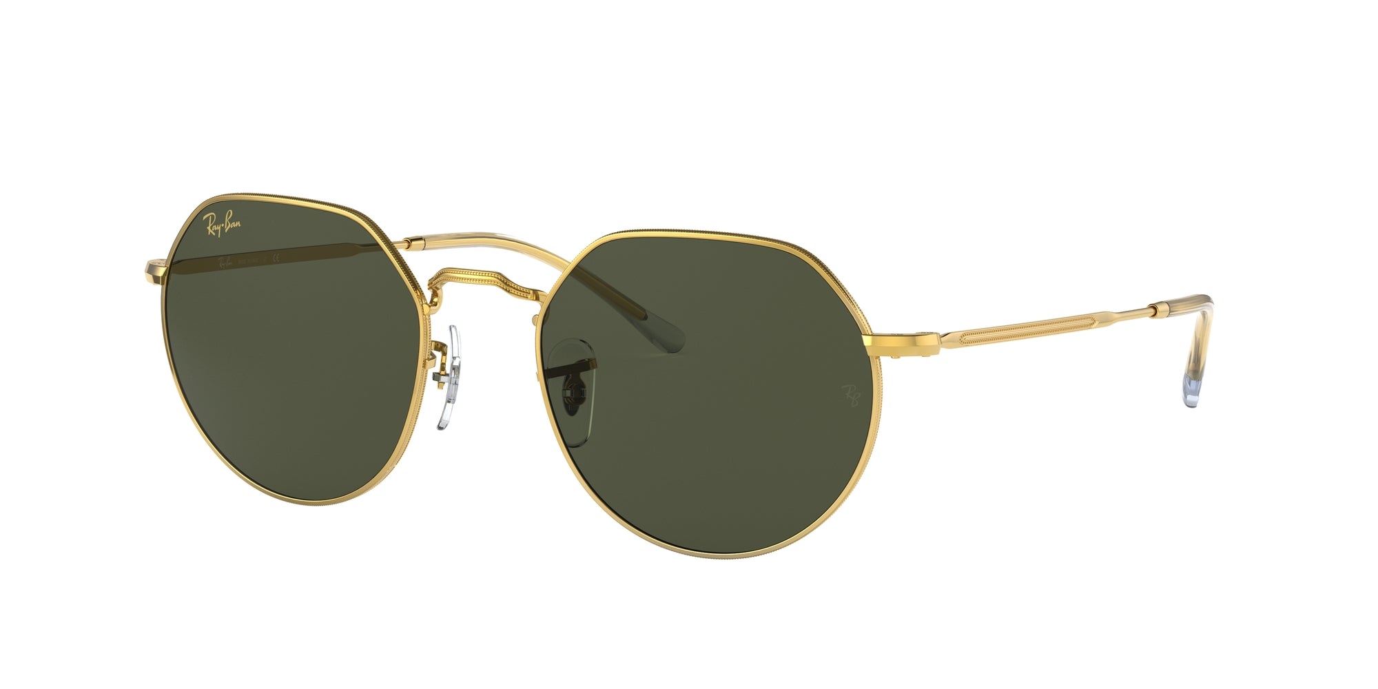 Ray - Ban Unisex Rb3565 Jack 919631 Occhiali Da Sole Metallo Oro Verde Geometrica Normale