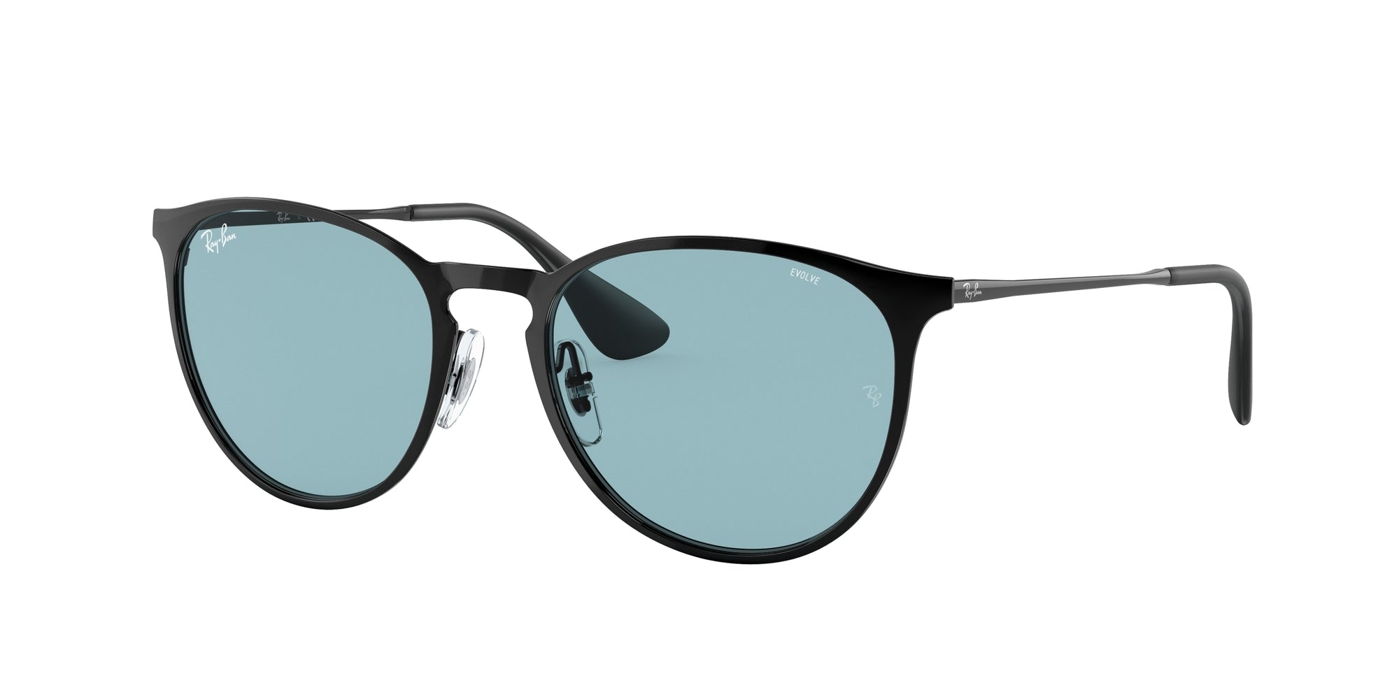 Ray - Ban Donna Rb3539 Erika Metal 002/Q2 Occhiali Da Sole Metallo Nero Blu Pantos Fotocromatiche Fotocromatico