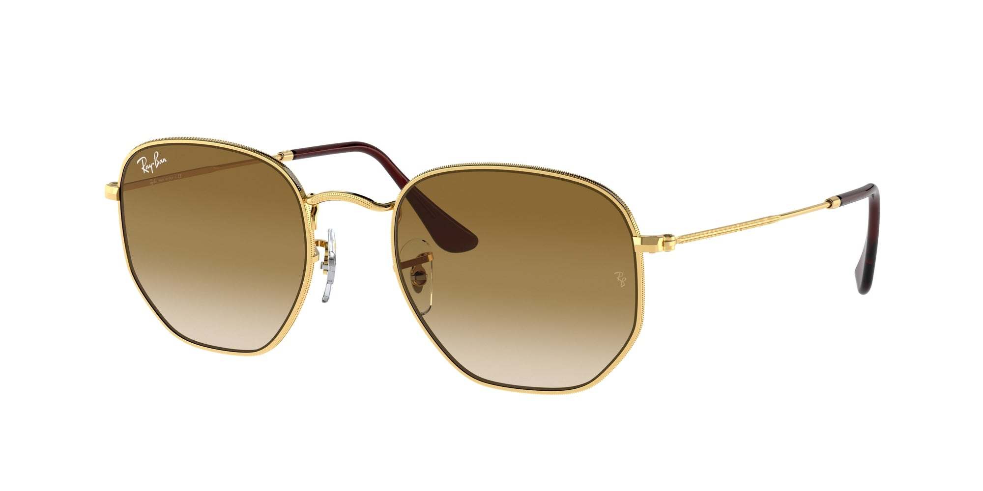 Ray - Ban Unisex Rb3548 Hexagonal 001/51 Occhiali Da Sole Metallo Oro Marrone Geometrica Normale Sfumato
