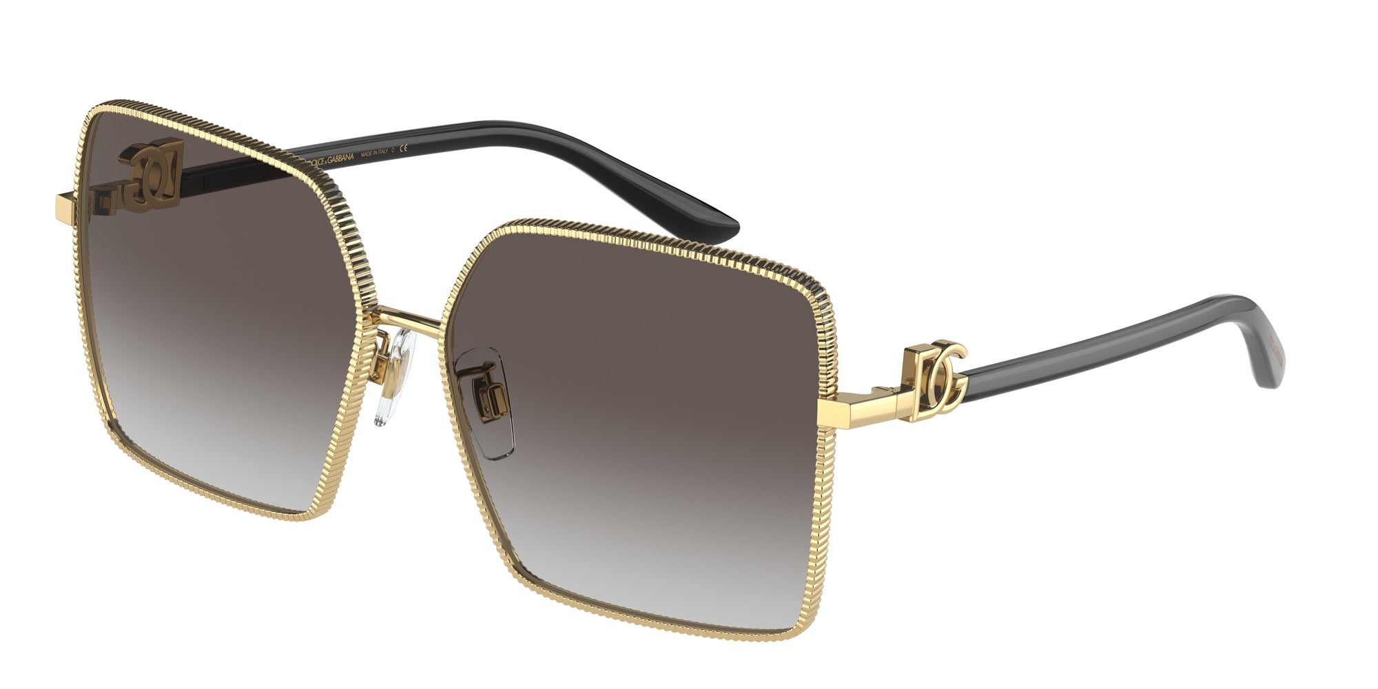 Dolce & Gabbana Donna Dg2279  02/8G Occhiali Da Sole Metallo Oro Grigio Squadrata Normale Sfumato