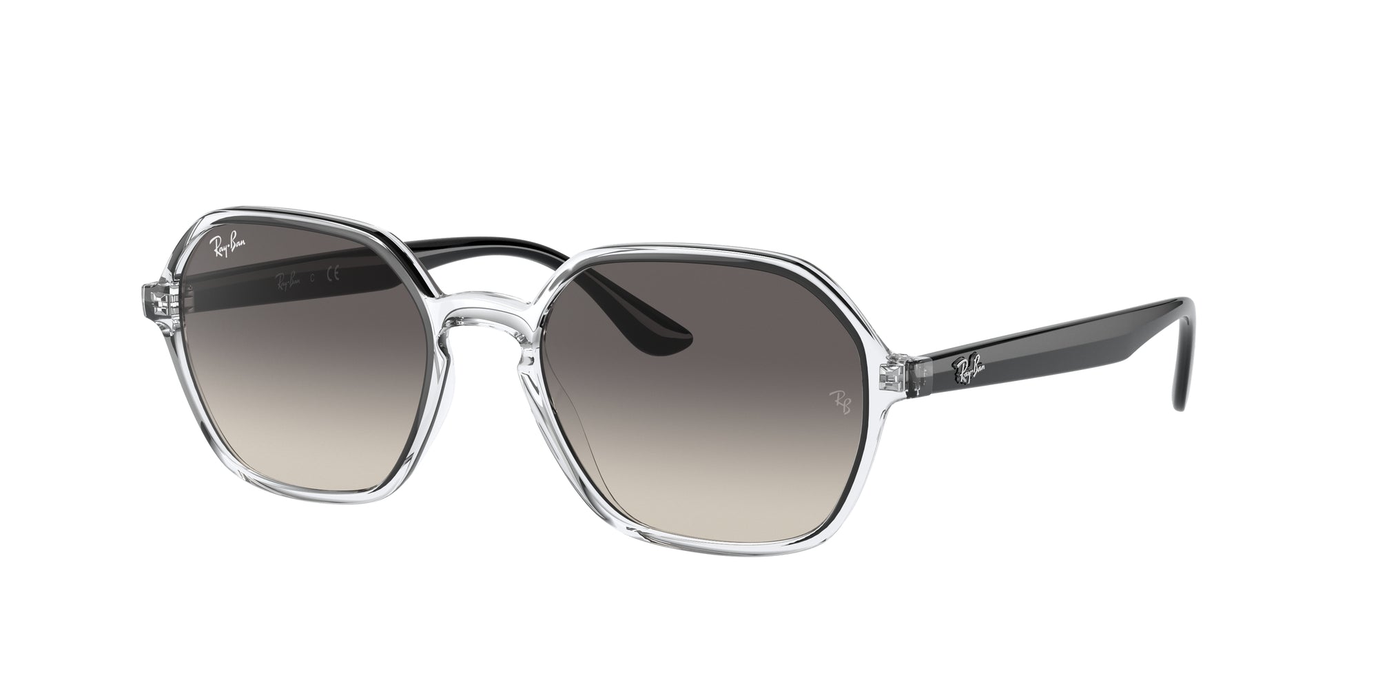 Ray - Ban Unisex Rb4361  647711 Occhiali Da Sole Iniettato Trasparente Grigio Geometrica Normale Sfumato