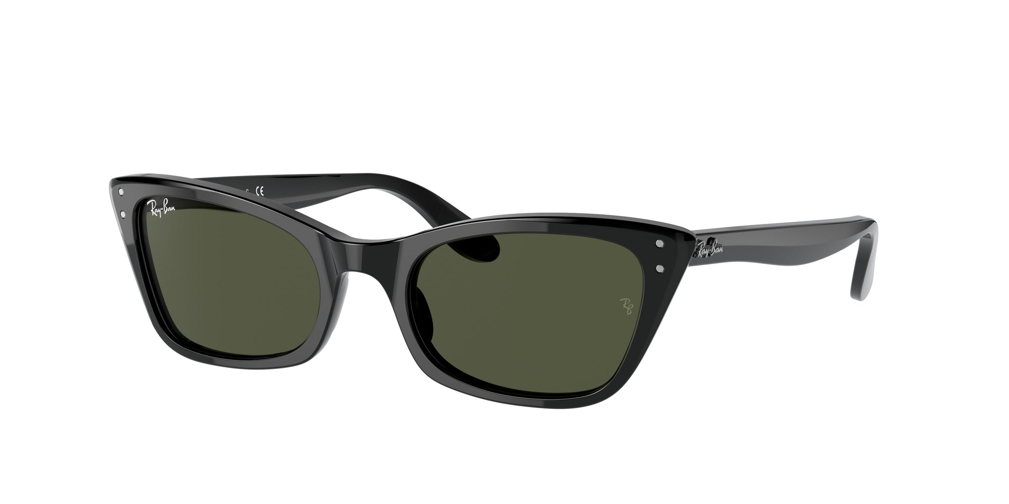 Ray - Ban Donna Rb2299 Lady Burbank 901/31 Occhiali Da Sole Acetato Nero Verde Cat Eye Normale