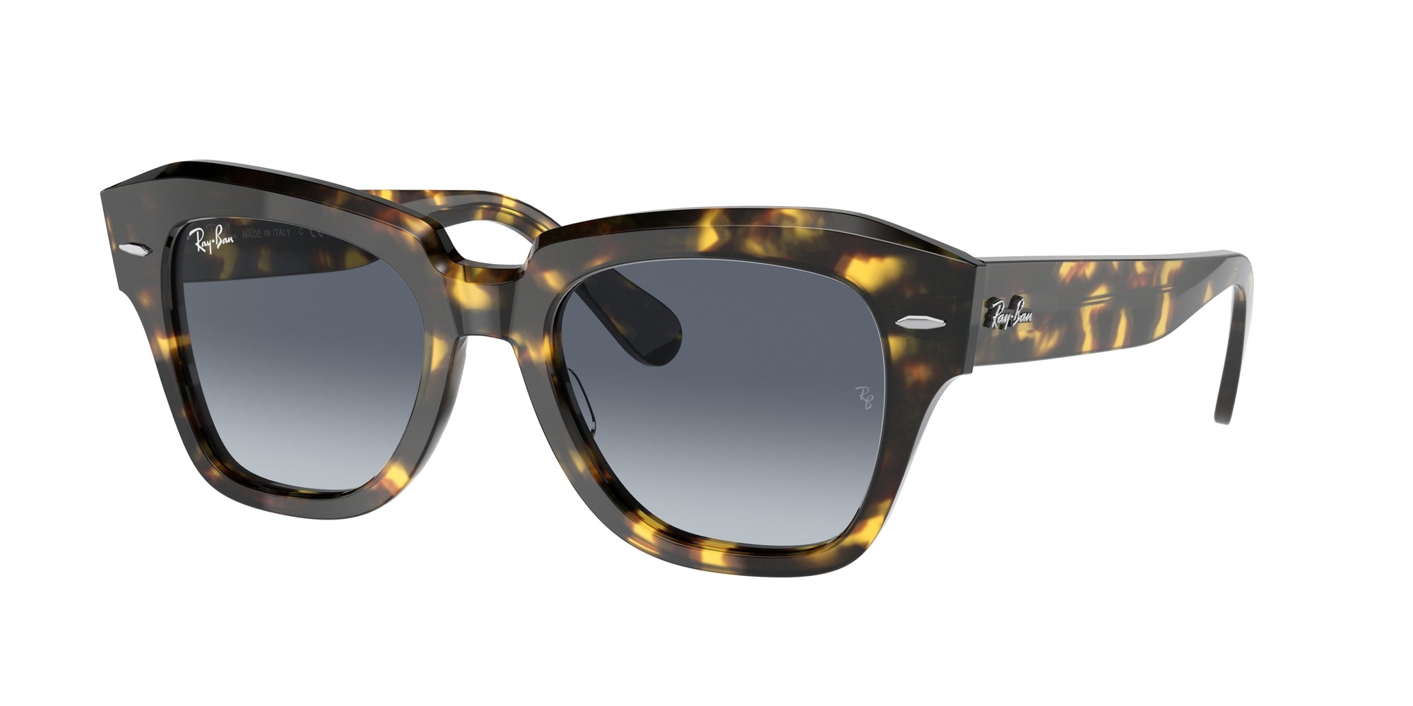 Ray - Ban Unisex Rb2186 State Street 133286 Occhiali Da Sole Acetato Tartaruga Grigio Squadrata Normale Sfumato