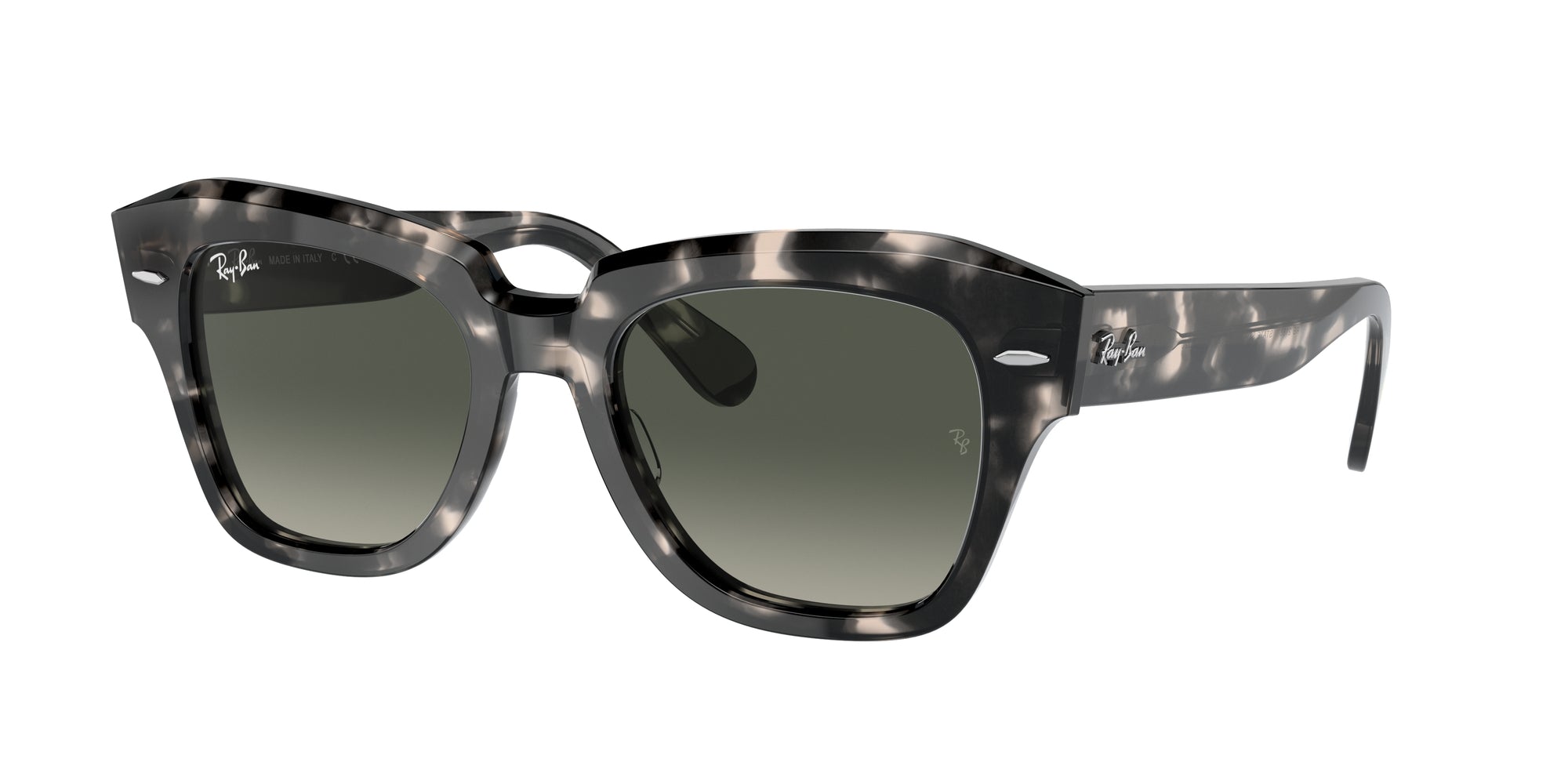 Ray - Ban Unisex Rb2186 State Street 133371 Occhiali Da Sole Acetato Tartaruga Grigio Squadrata Normale Sfumato