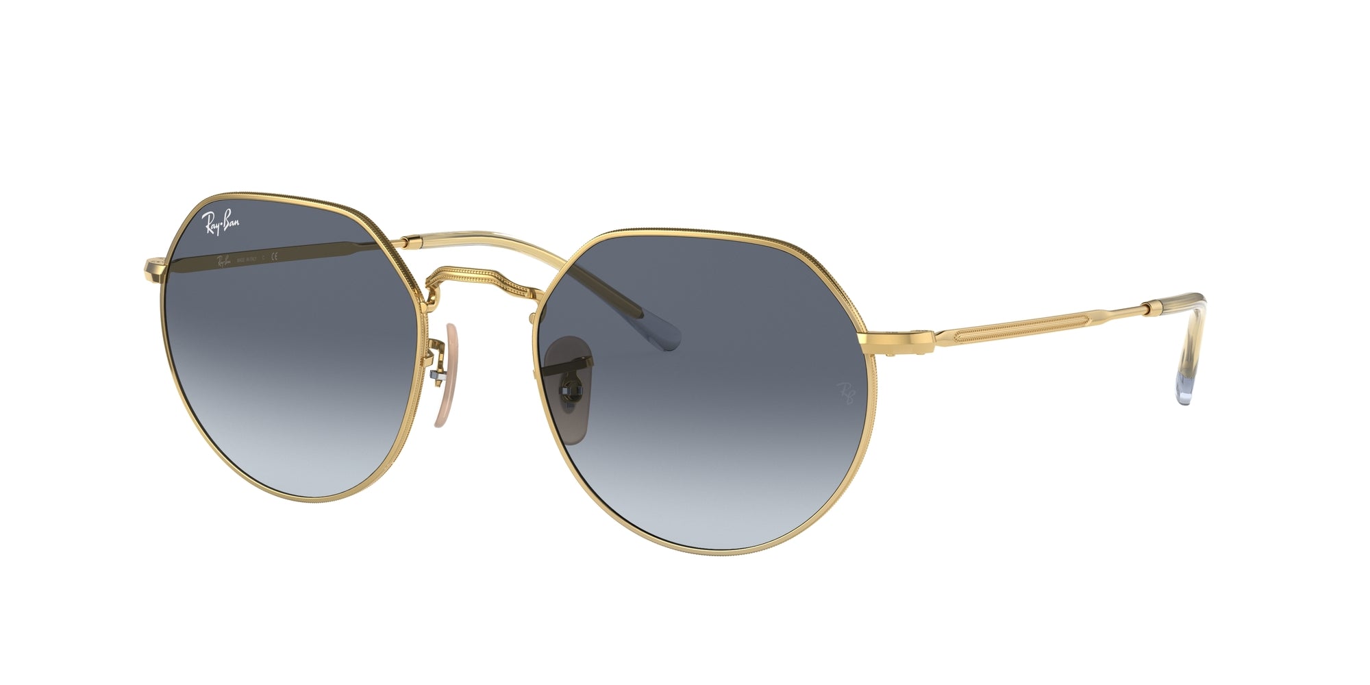 Ray - Ban Unisex Rb3565 Jack 001/86 Occhiali Da Sole Metallo Oro Blu Geometrica Normale Sfumato