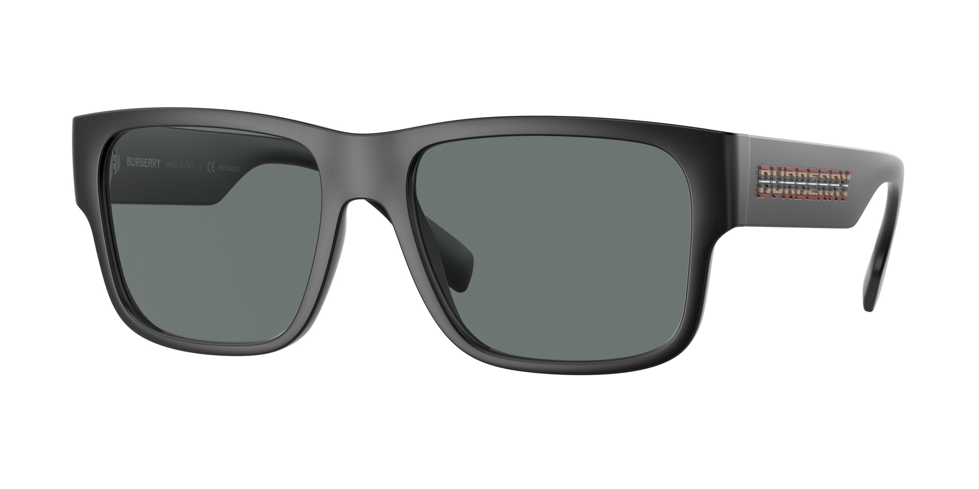 Burberry Uomo Be4358 Knight 346481 Occhiali Da Sole Iniettato Nero Grigio Squadrata Polarizzata