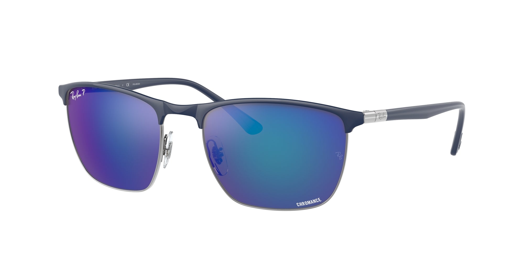 Ray - Ban Unisex Rb3686  92044L Occhiali Da Sole Acciaio Blu Blu Squadrata Polarizzata Specchiato