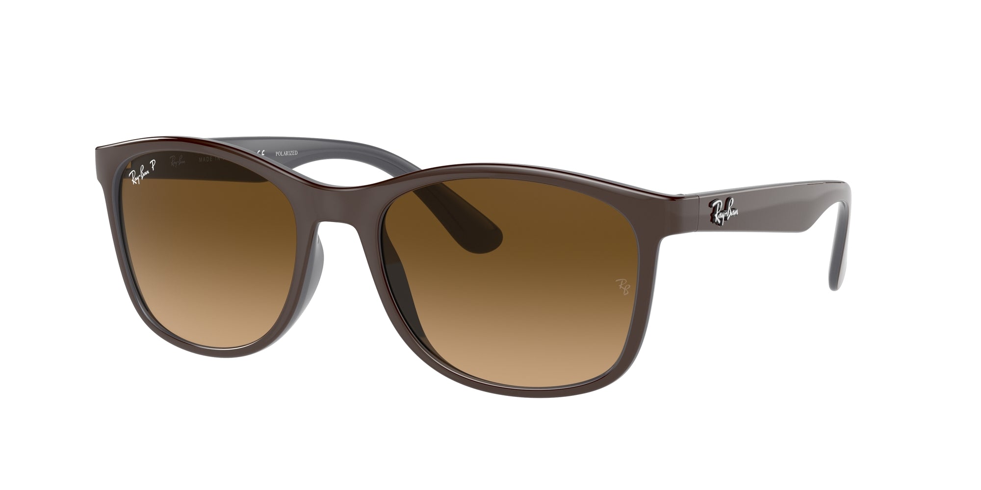 Ray - Ban Unisex Rb4374  6600M2 Occhiali Da Sole Nylon Marrone Marrone Squadrata Polarizzata Sfumato