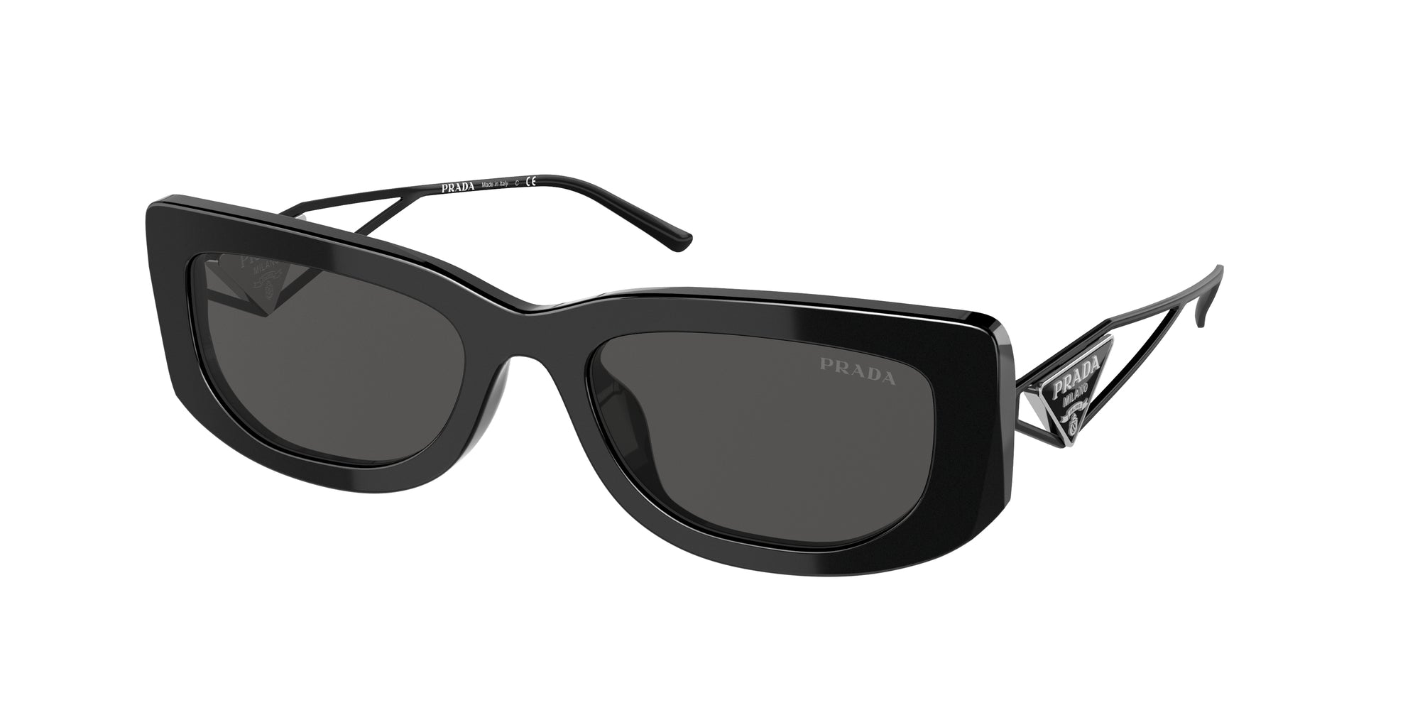 Prada Donna Pr 14Ys  1Ab5S0 Occhiali Da Sole Acetato Nero Grigio Squadrata Normale