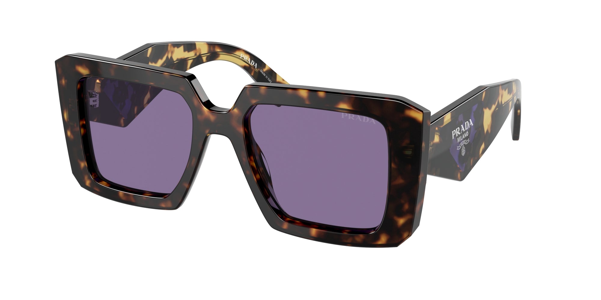 Prada Donna Pr 23Ys  2Au05Q Occhiali Da Sole Acetato Tartaruga Viola Squadrata Normale