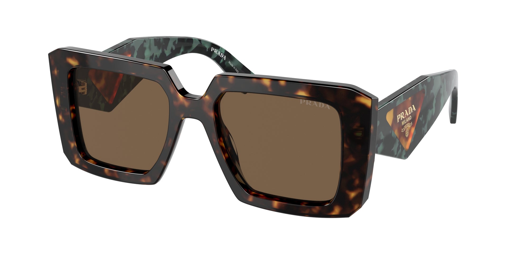 Prada Donna Pr 23Ys  2Au06B Occhiali Da Sole Acetato Tartaruga Marrone Squadrata Normale