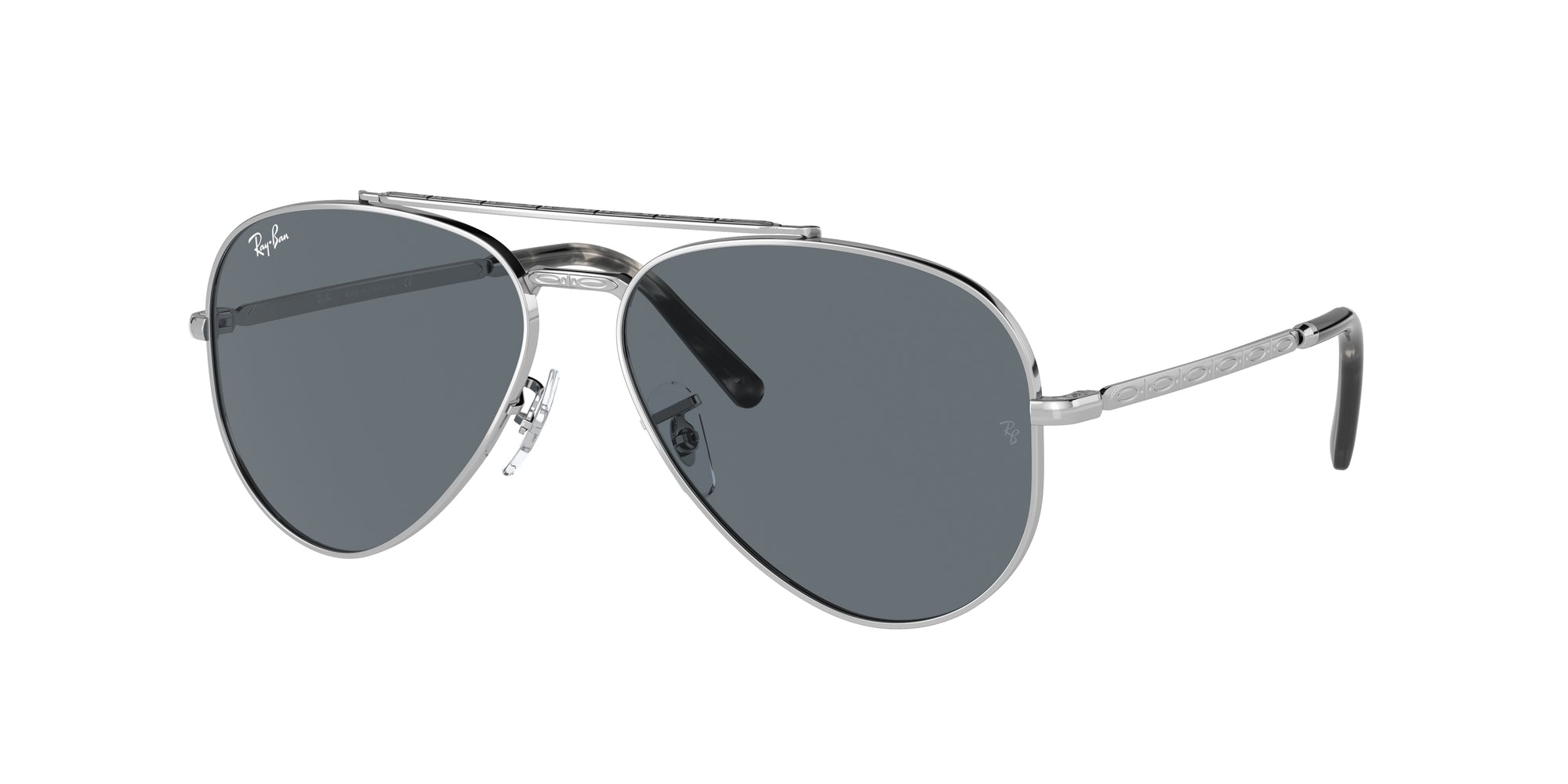Ray - Ban Unisex Rb3625 New Aviator 003/R5 Occhiali Da Sole Metallo Argento Blu Pilot Normale