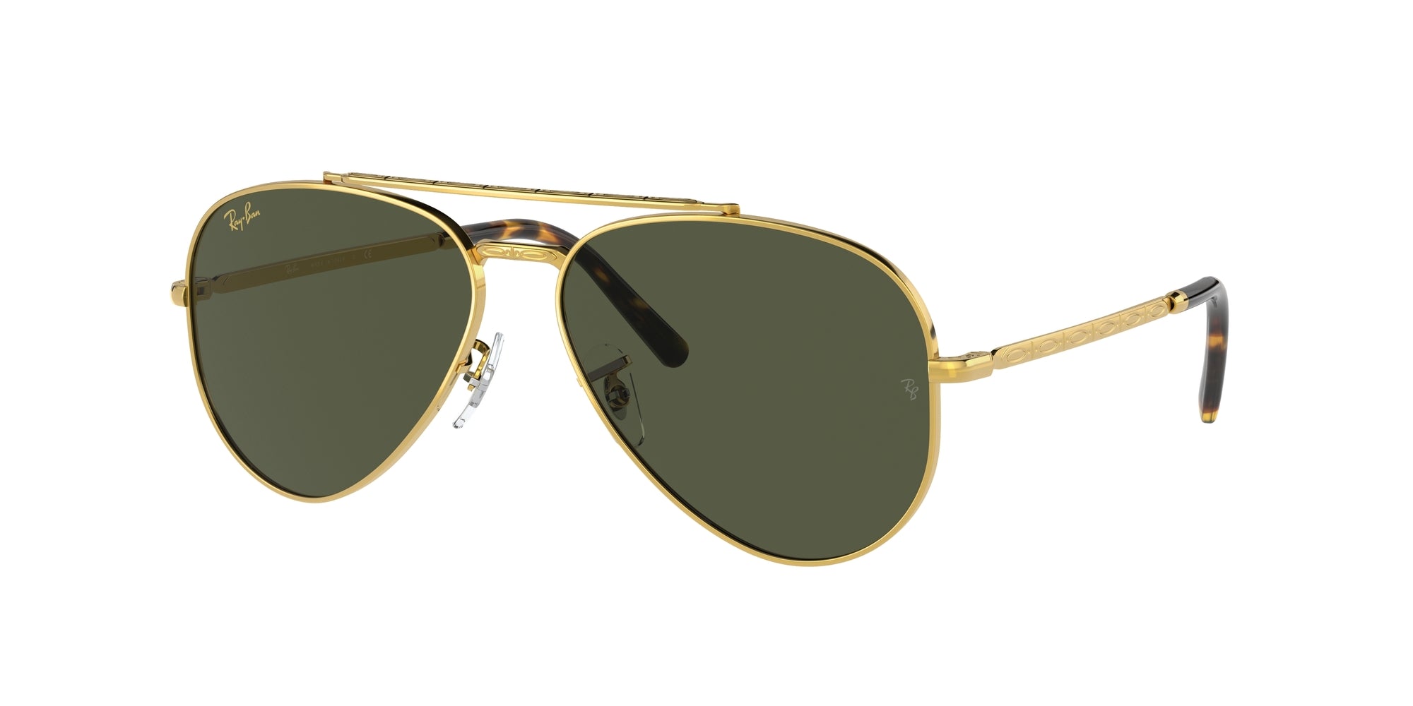 Ray - Ban Unisex Rb3625 New Aviator 919631 Occhiali Da Sole Metallo Oro Verde Pilot Normale