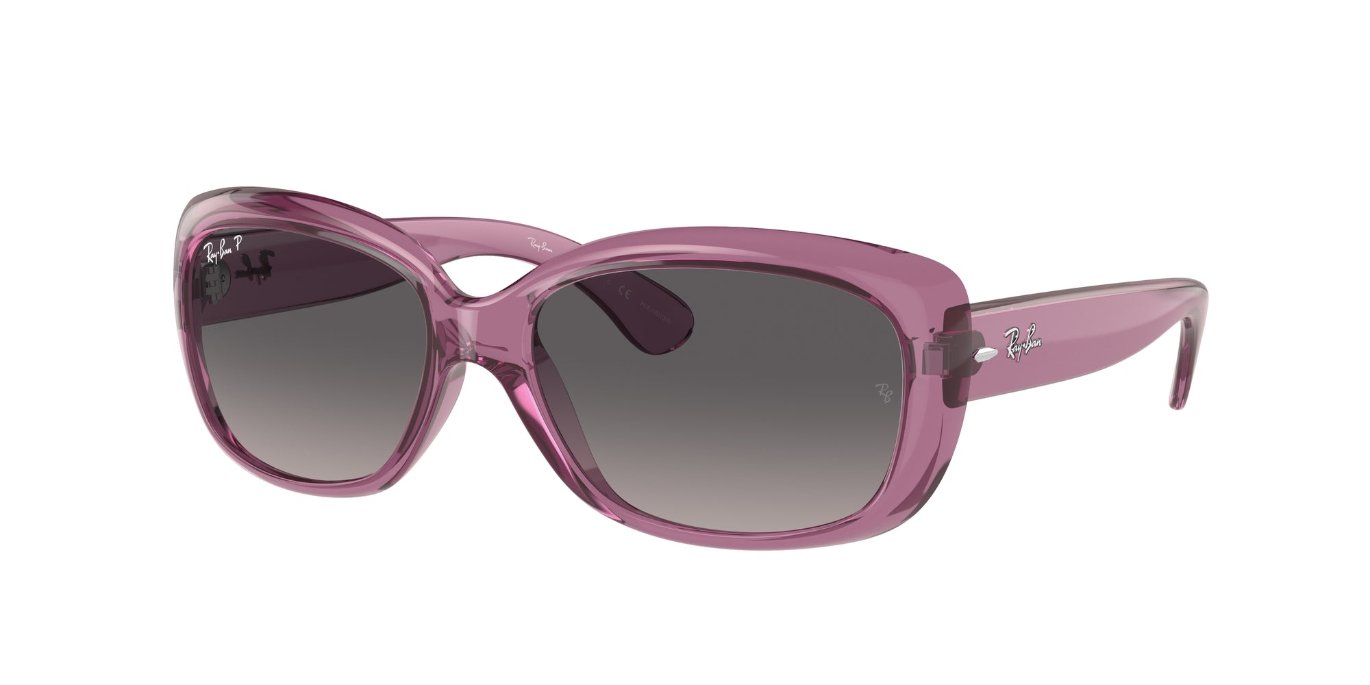 Ray - Ban Donna Rb4101 Jackie Ohh 6591M3 Occhiali Da Sole Nylon Viola Grigio Farfalla Polarizzata Sfumato