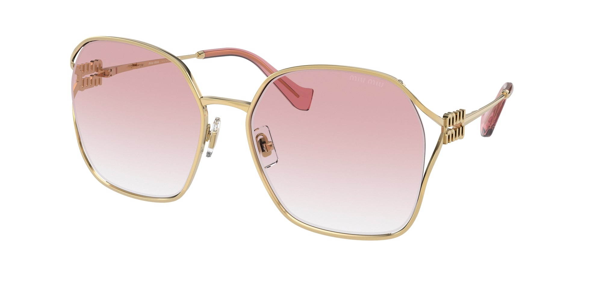 Miu Miu Donna Mu 52Ws 5Ak06S Occhiali Da Sole Metallo Oro Rosa Geometrica Normale Sfumato