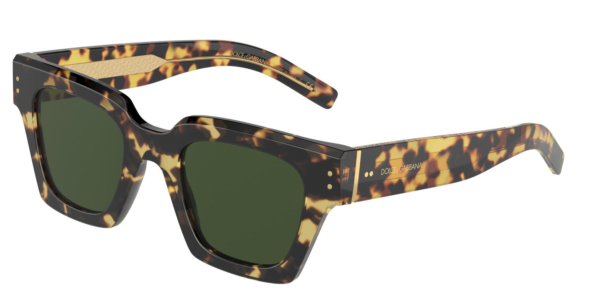 Dolce & Gabbana Uomo Dg4413 337552 Occhiali Da Sole Acetato Tartaruga Verde Squadrata Normale
