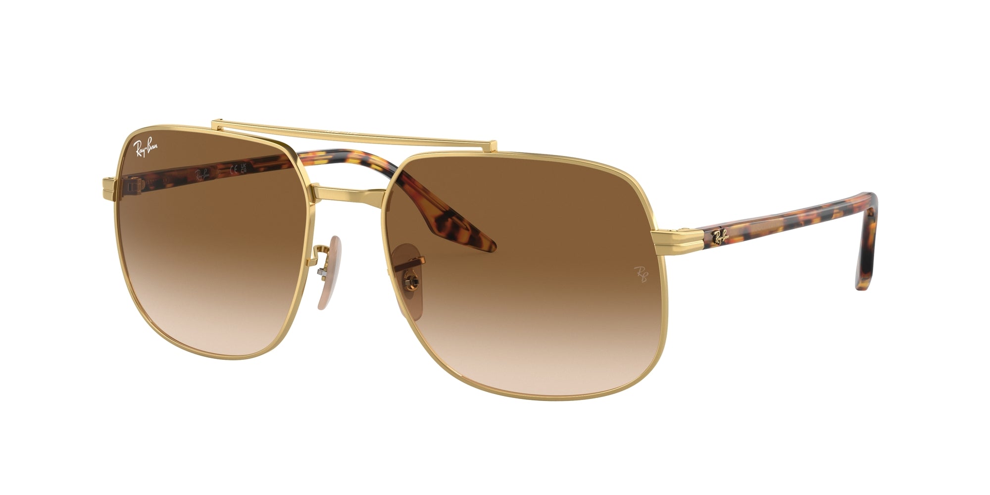 Ray - Ban Unisex Rb3699 001/51 Occhiali Da Sole Metallo Oro Marrone Squadrata Normale Sfumato