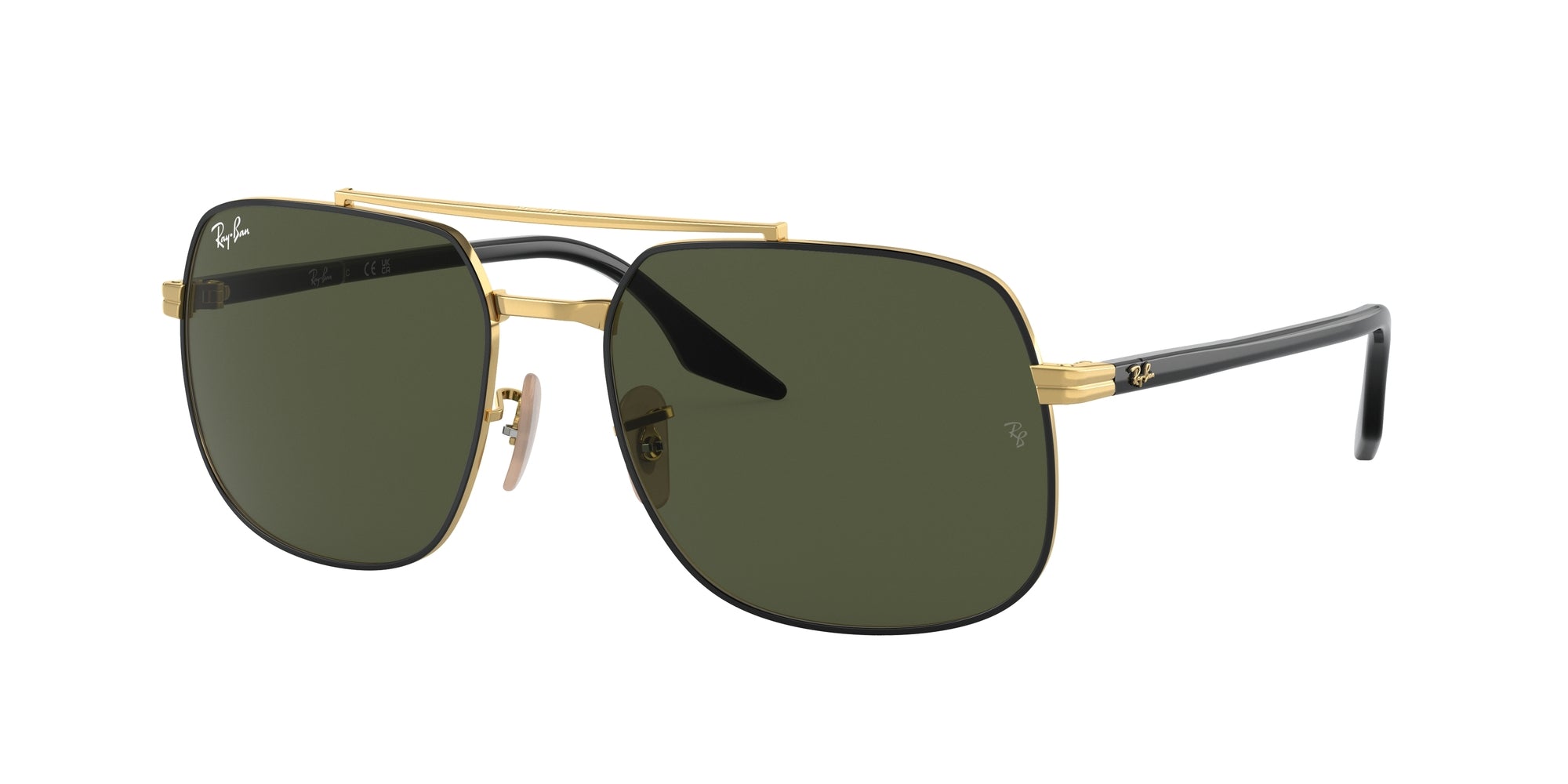 Ray - Ban Unisex Rb3699 900031 Occhiali Da Sole Metallo Nero Verde Squadrata Normale