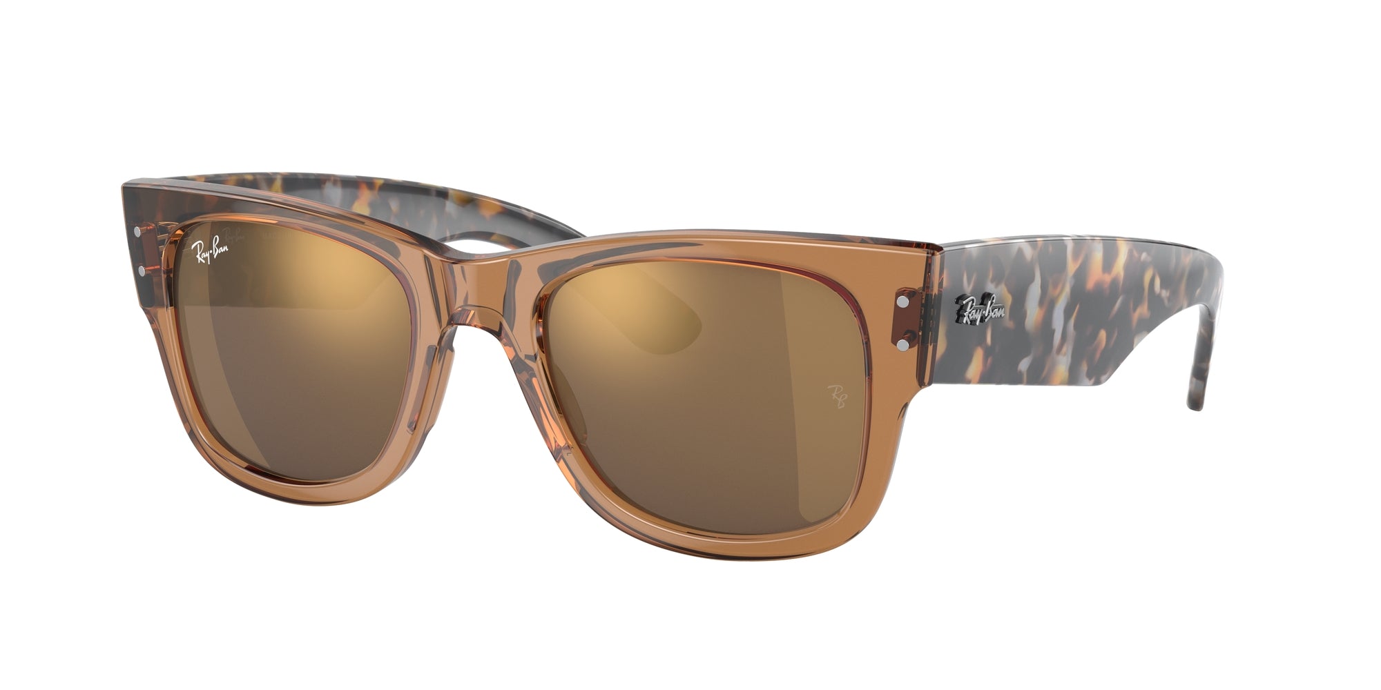 Ray - Ban Unisex Rb0840S Mega Wayfarer 663693 Occhiali Da Sole Acetato Marrone Oro Squadrata Normale Specchiato