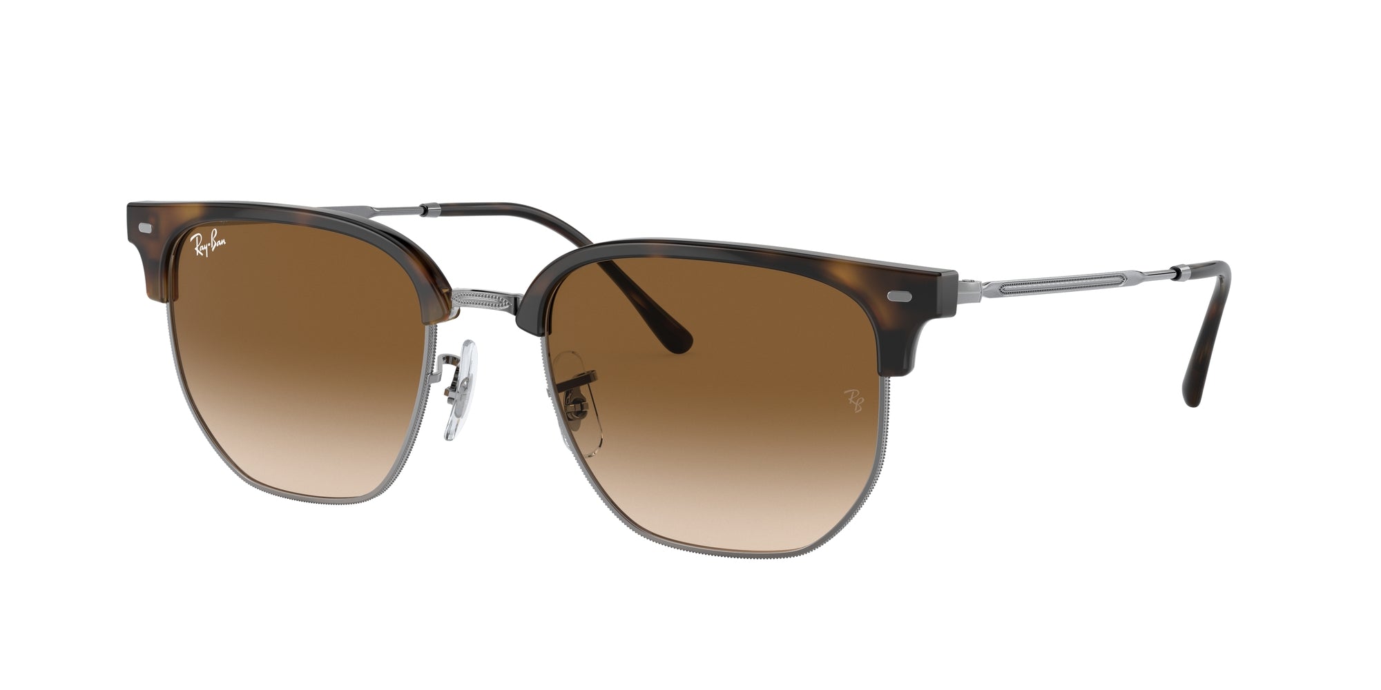 Ray - Ban Unisex Rb4416 New Clubmaster 710/51 Occhiali Da Sole Acetato Tartaruga Marrone Geometrica Normale Sfumato
