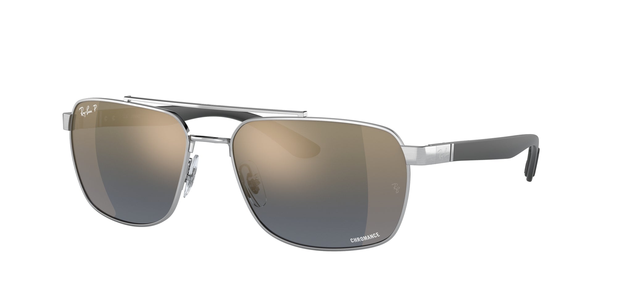 Ray - Ban Uomo Rb3701  003/J0 Occhiali Da Sole Acciaio Argento Blu Squadrata Polarizzata Specchiato