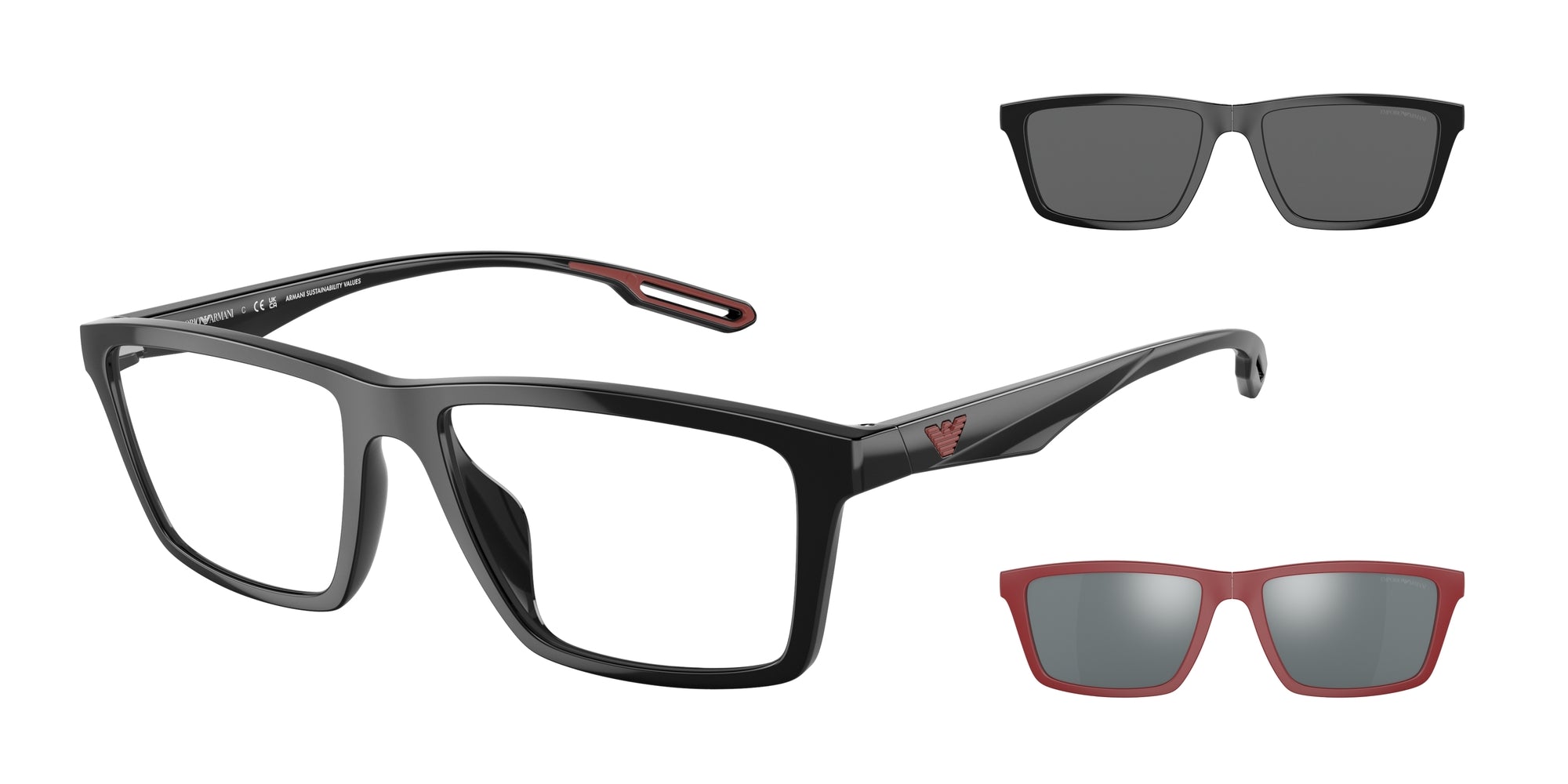 Emporio Armani Uomo Ea4189U 50171W Occhiali Da Sole Iniettato Nero Trasparente Squadrata Normale