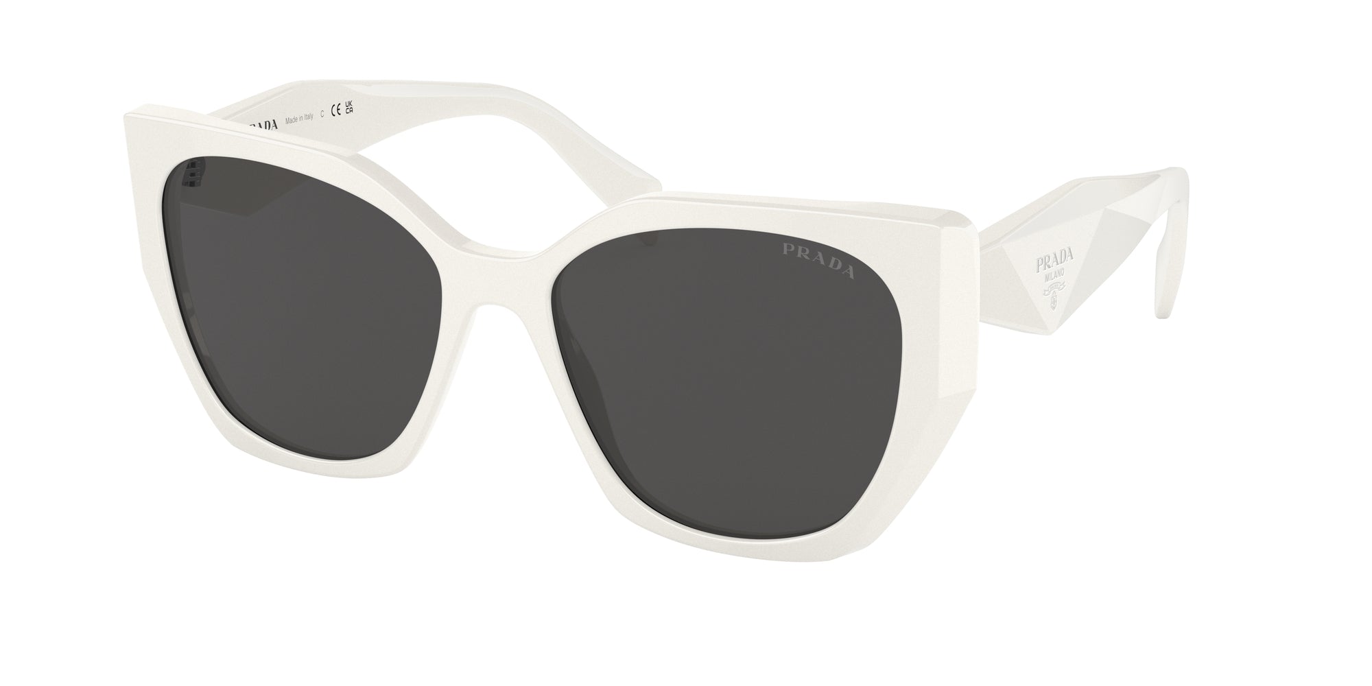 Prada Donna Pr 19Zs  1425S0 Occhiali Da Sole Acetato Bianco Grigio Pillow Normale