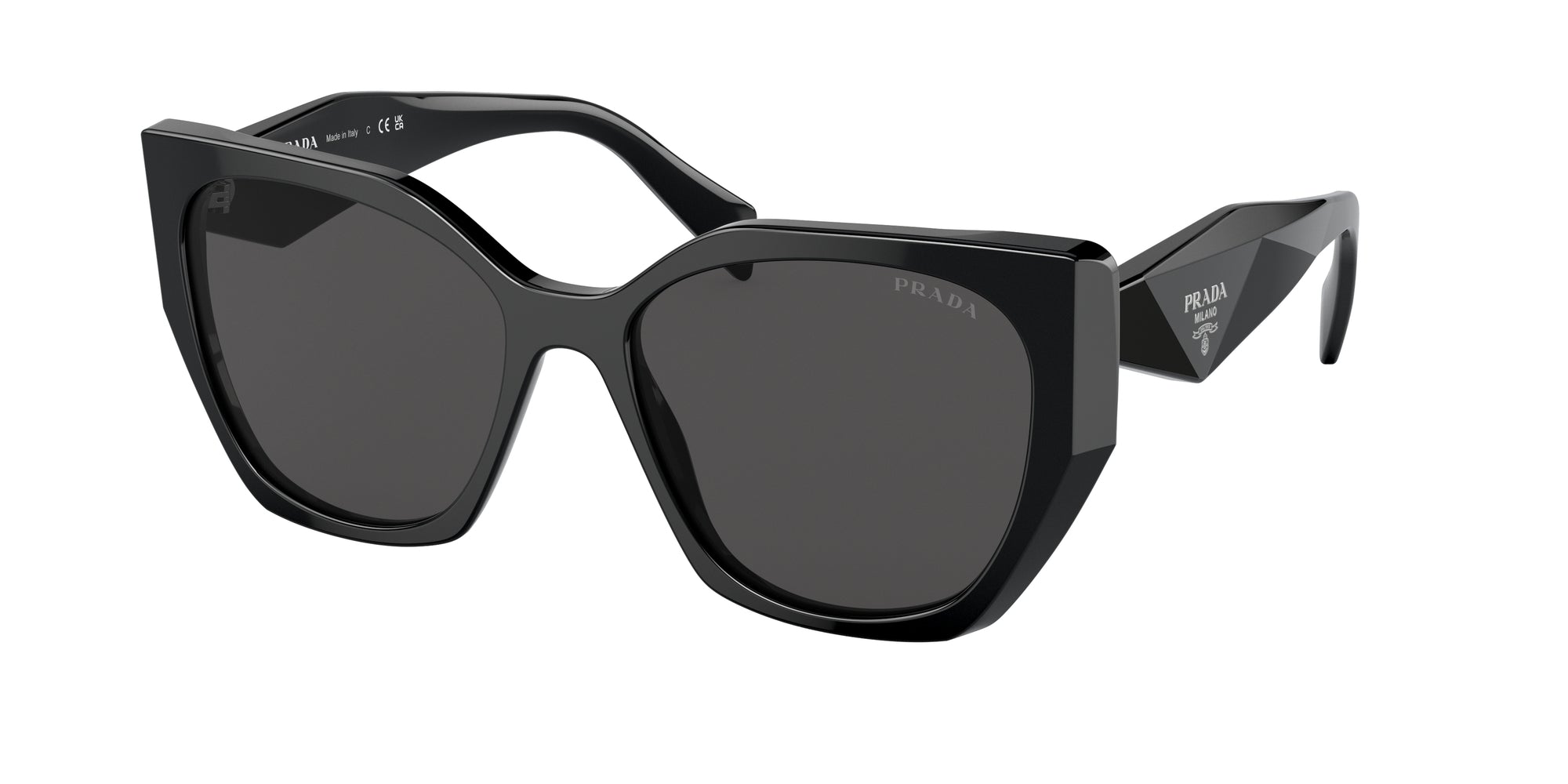 Prada Donna Pr 19Zs  1Ab5S0 Occhiali Da Sole Acetato Nero Grigio Pillow Normale