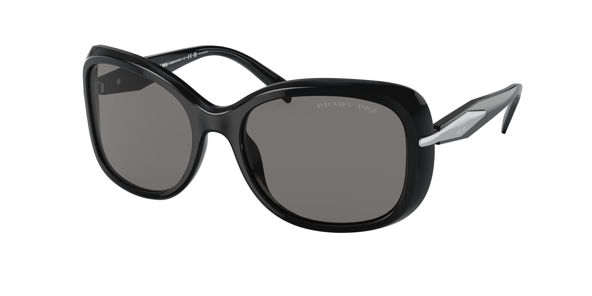 Prada Donna Pr 04Zs  1Ab5Z1 Occhiali Da Sole Acetato Nero Grigio Squadrata Polarizzata