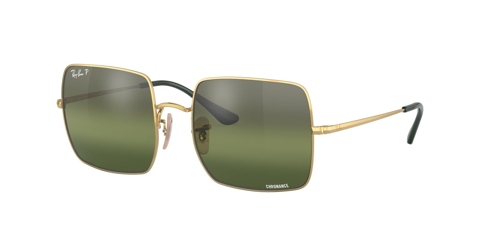 Ray - Ban Donna Rb1971 001/G4 Occhiali Da Sole Metallo  Verde Squadrata Polarizzata Specchiato