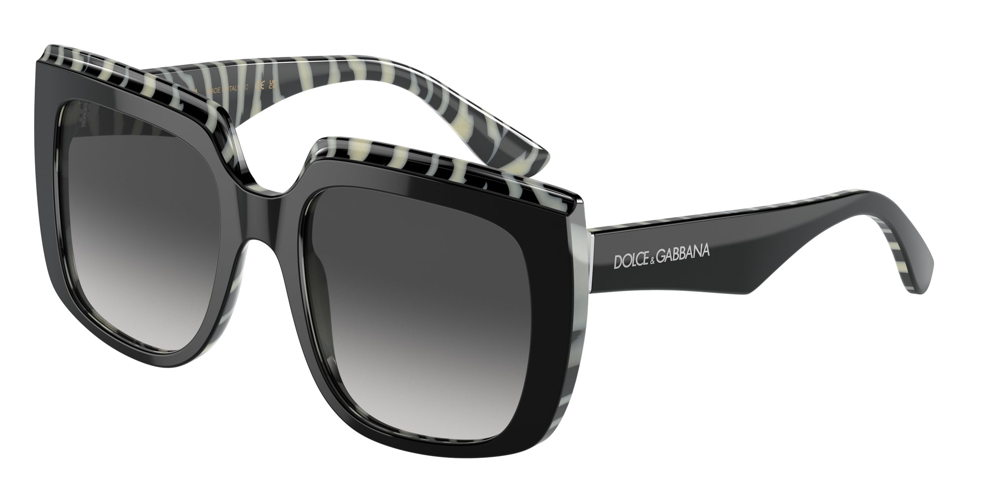 Dolce & Gabbana Donna Dg4414  33728G Occhiali Da Sole Acetato Nero Grigio Squadrata Normale Sfumato